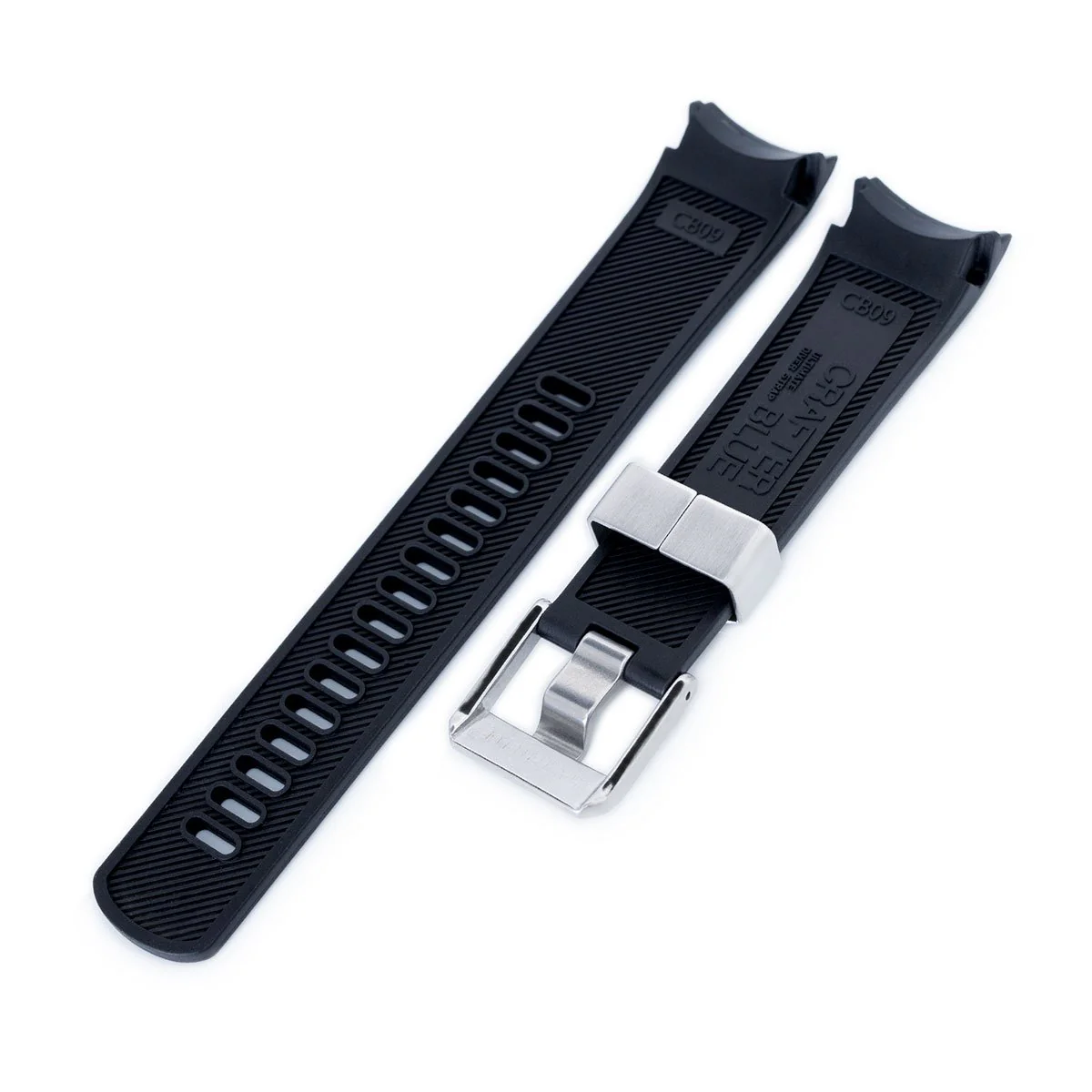 Crafter Blue 22mm Black Rubber Strap for Seiko Samurai SRPB51 SRPB09 SRPB53 - Image 3