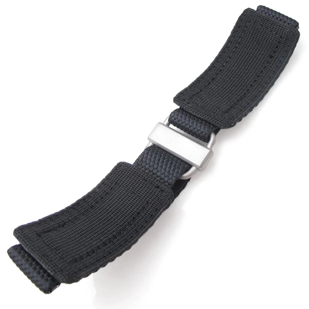 20mm or 22mm MiLTAT Honeycomb Black Nylon Hoop and loop Fastener Watch Strap Sandblasted Stainless Buckle, XL - Image 6