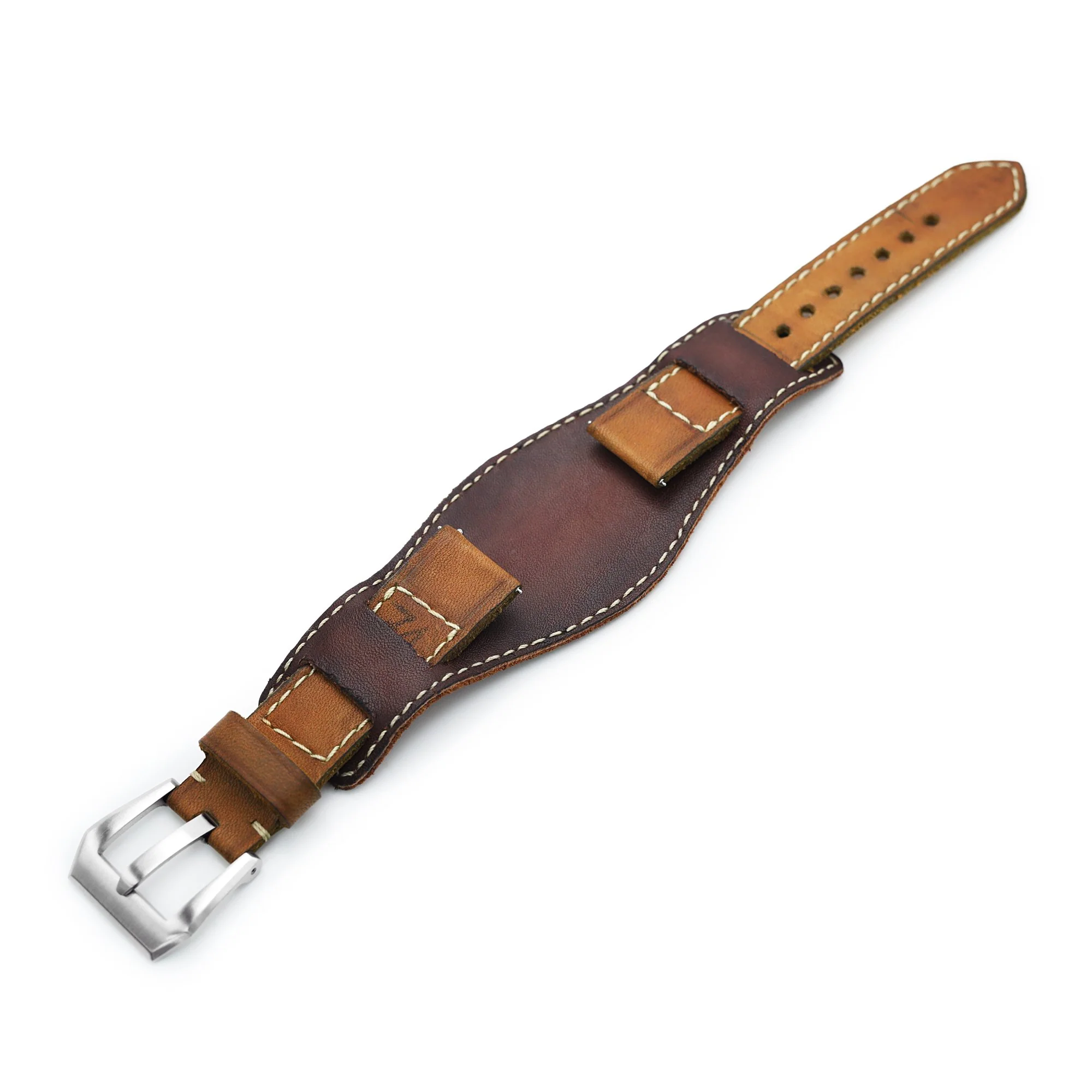 20mm, 22mm Gunny X MT '74' Light Brown Handmade Quick Release Reversible Bund Leather Strap - Image 5