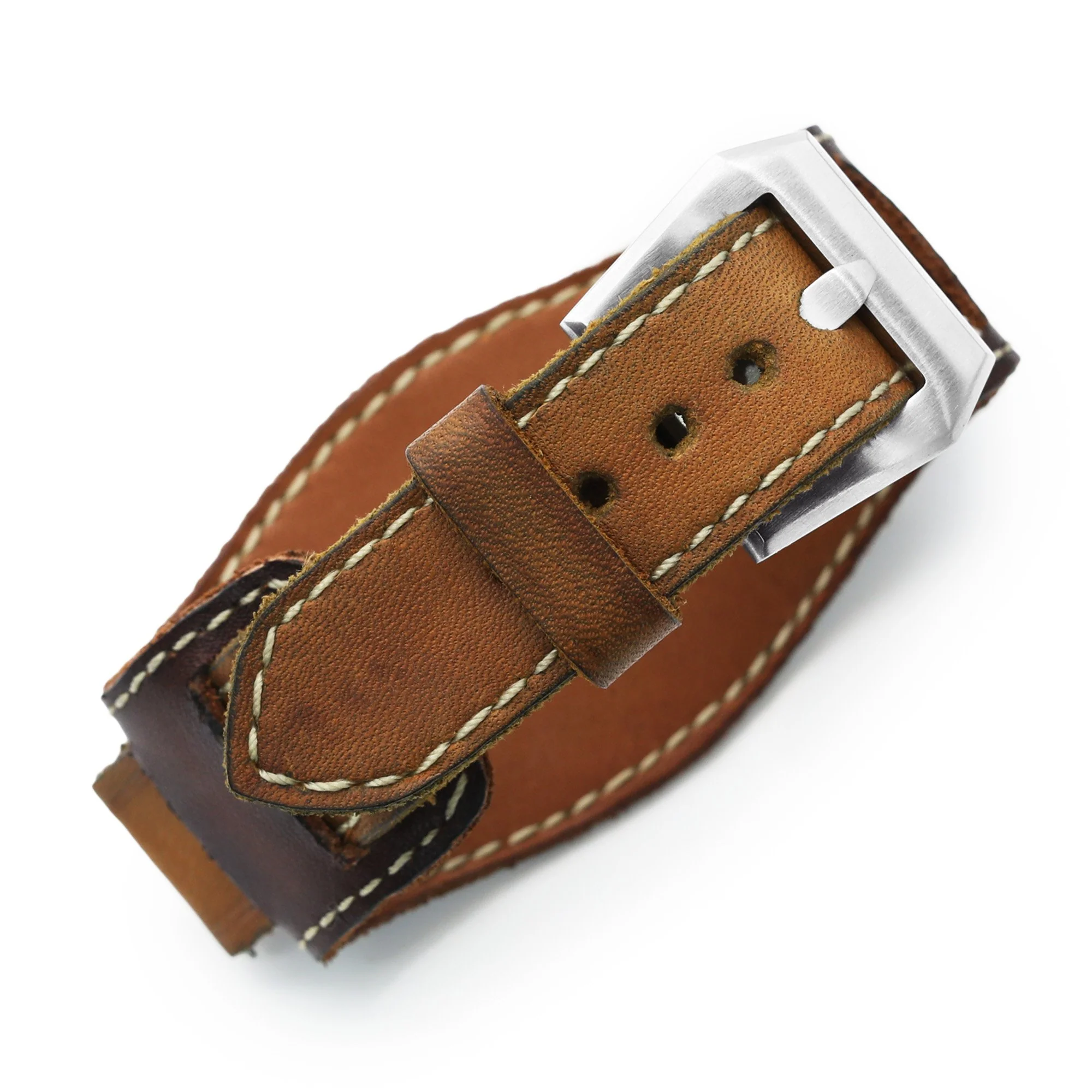 20mm, 22mm Gunny X MT '74' Light Brown Handmade Quick Release Reversible Bund Leather Strap - Image 6