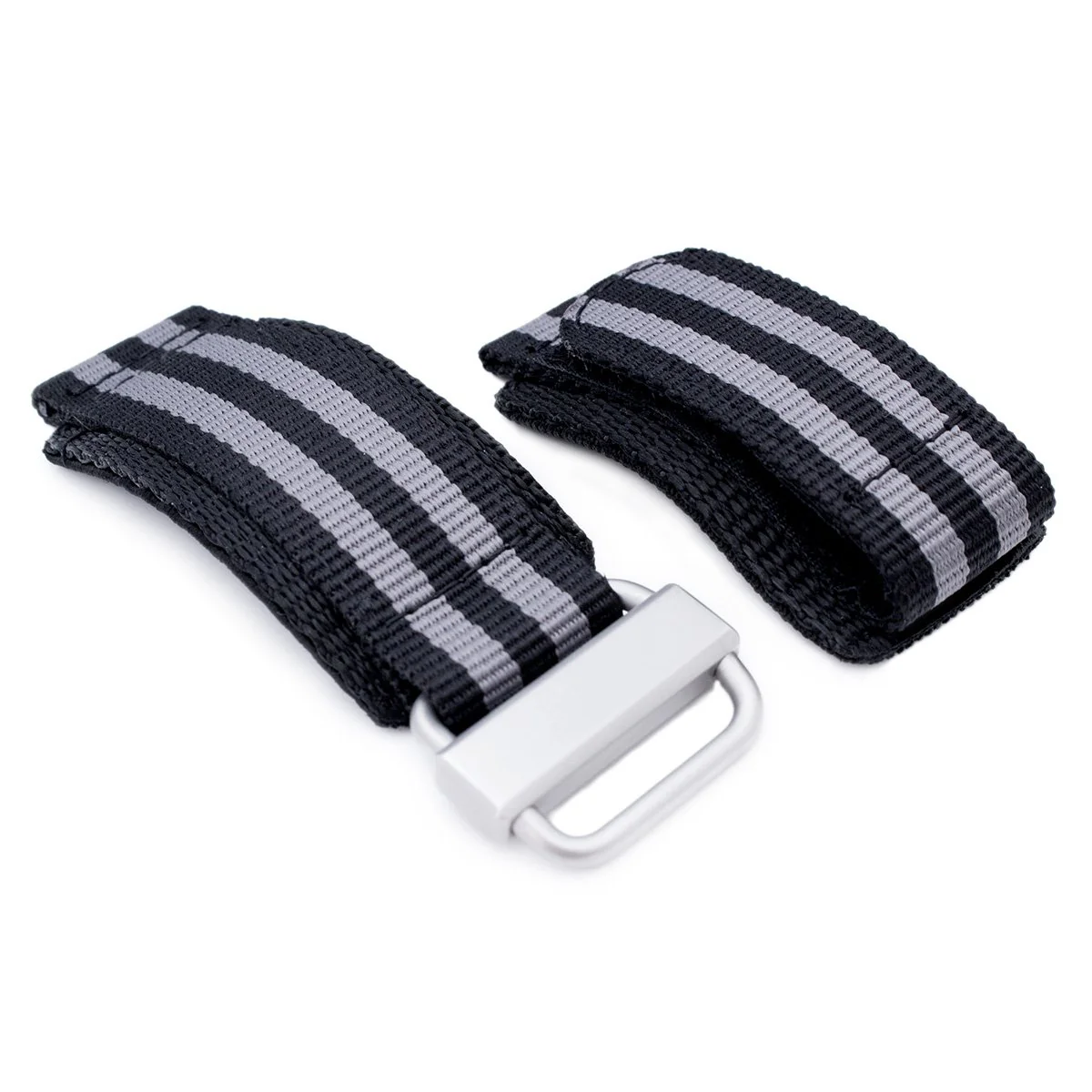 22mm MiLTAT Black & Grey NyJBB Nylon Hoop and loop Fastener Watch Strap, Sandblasted Buckle - Image 5