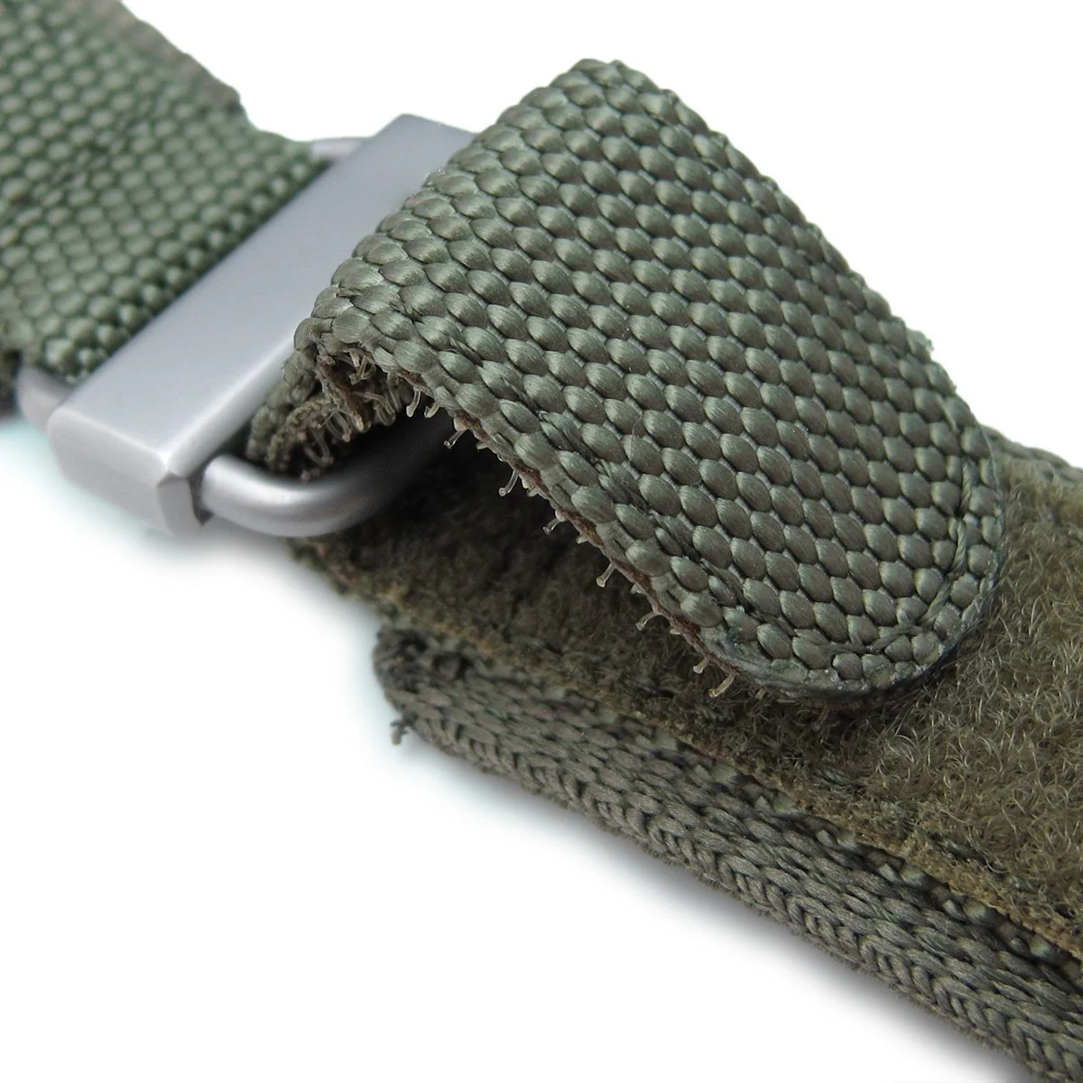 22mm Military Green Honeycomb Nylon Velcro Watch Strap - Image 4
