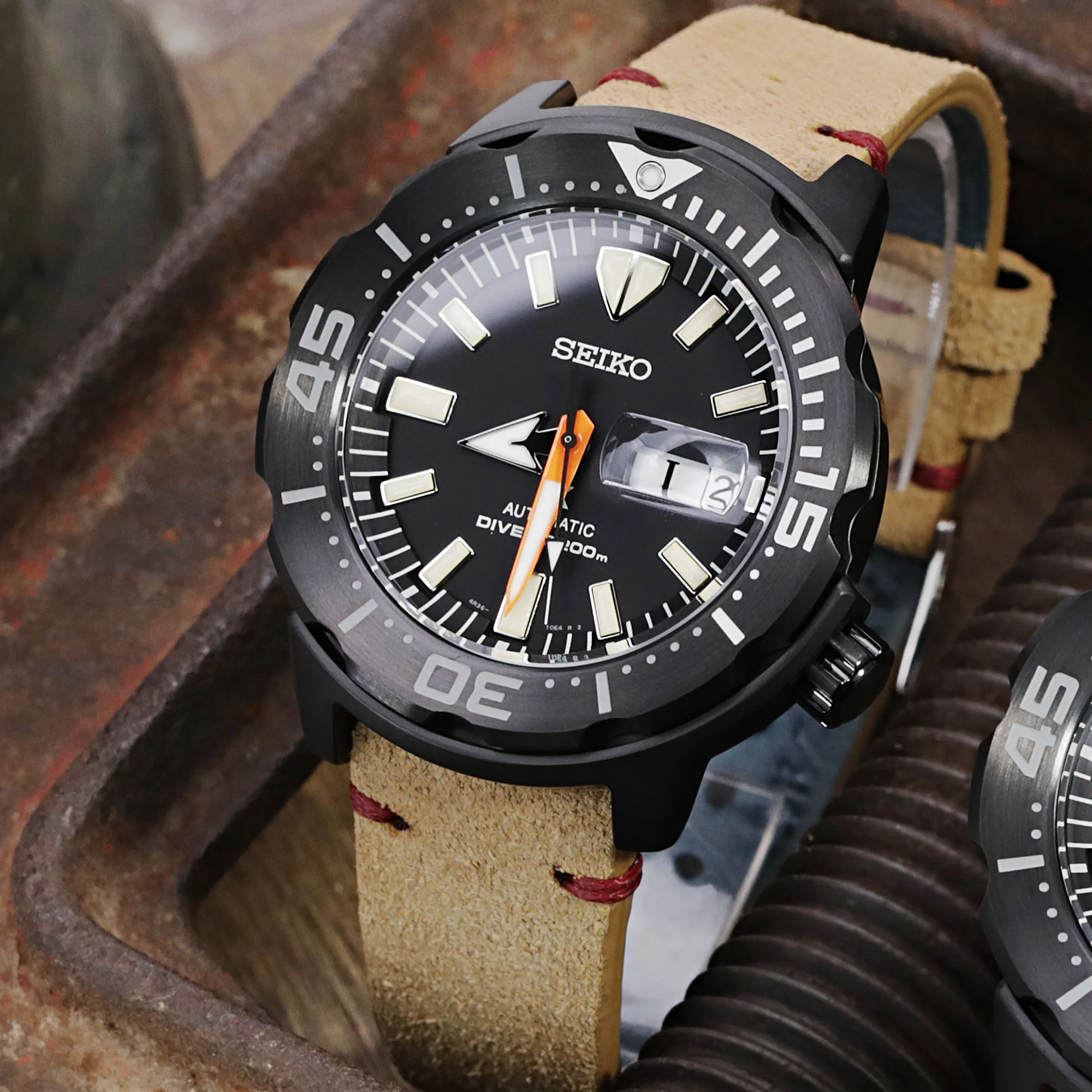 20mm Khaki Quick Release Italian Suede Leather Watch Strap, Red St. - Image 3