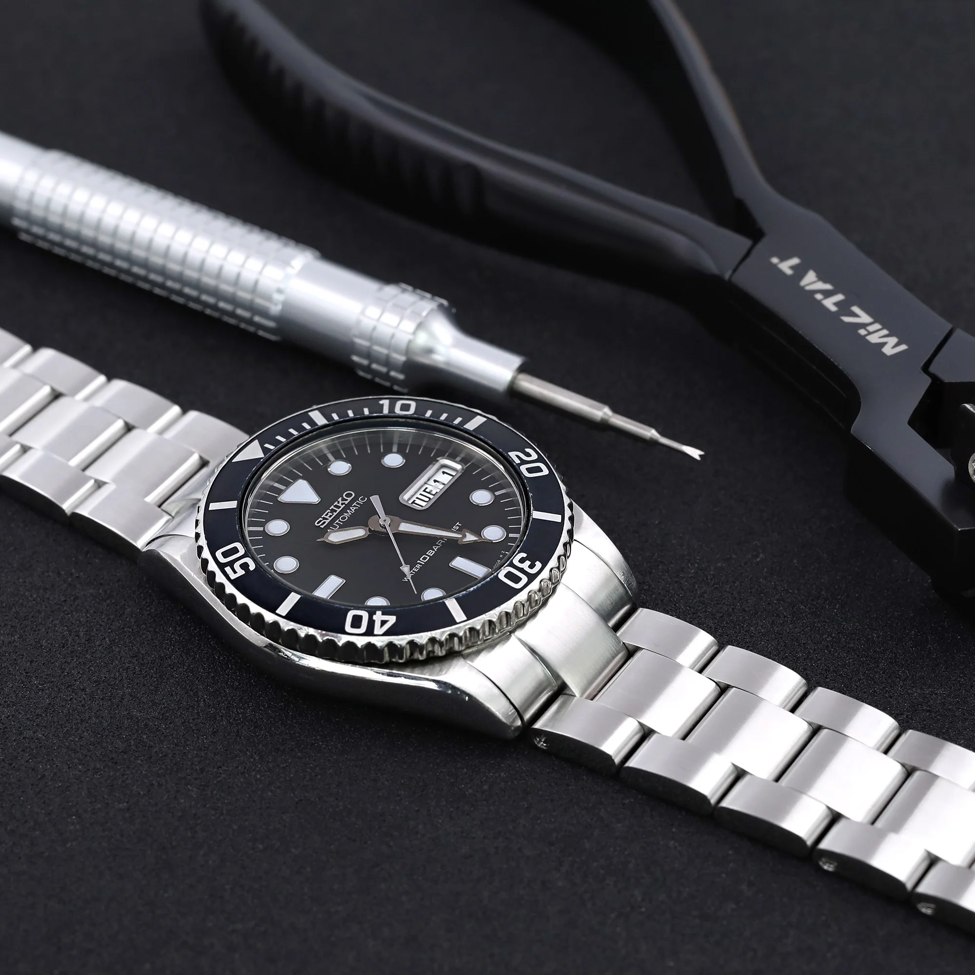 20mm Super-O Boyer Watch Band compatible with Seiko SKX023 Mid-size Diver, Diver Clasp Brushed - Image 3
