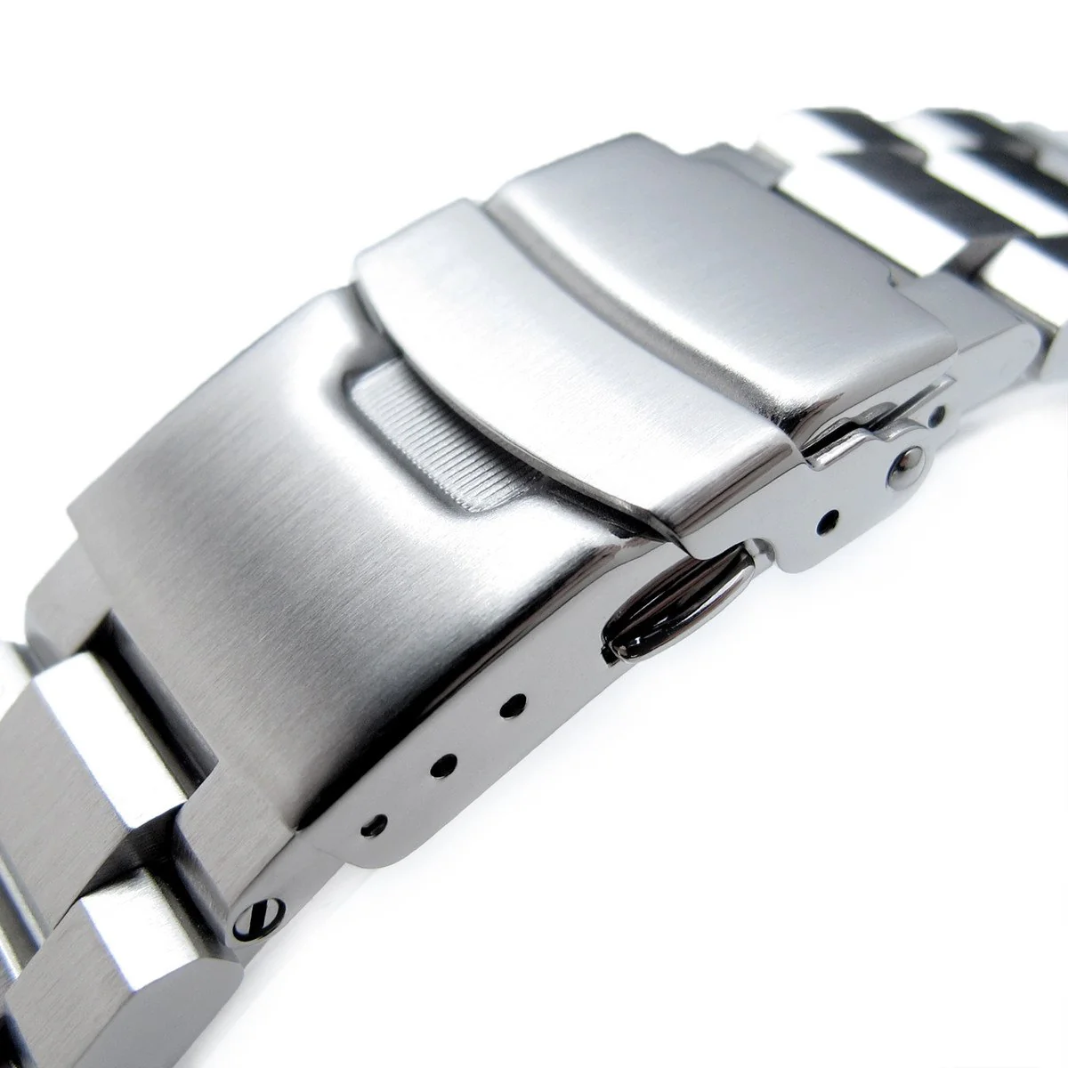 20mm Hexad Watch Band Straight End Lug, 316L Stainless Steel Brushed Diver Clasp - Image 5
