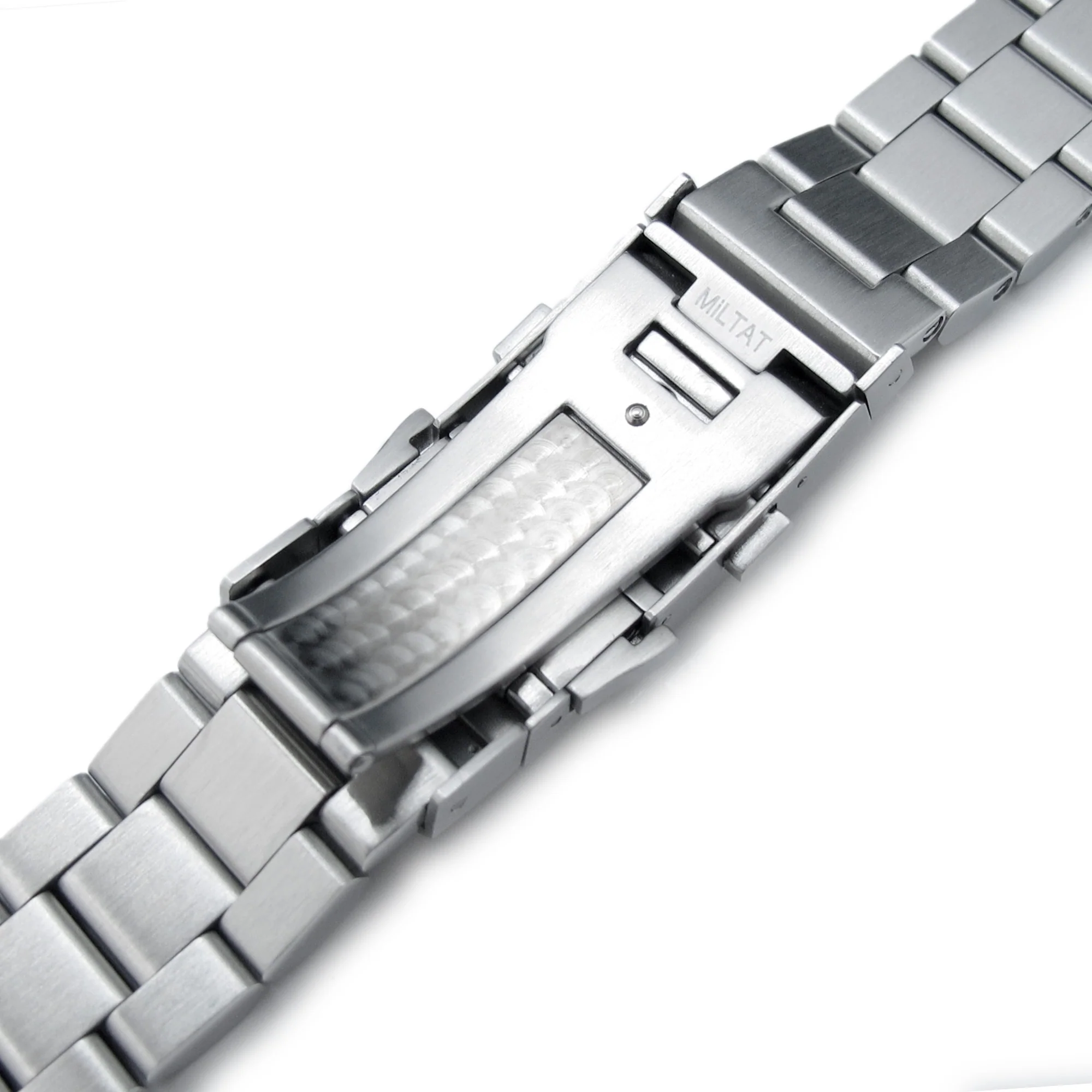20mm Hexad Watch Band Straight Lug, 316L Stainless Steel Wetsuit Ratchet Buckle Brushed - Image 7