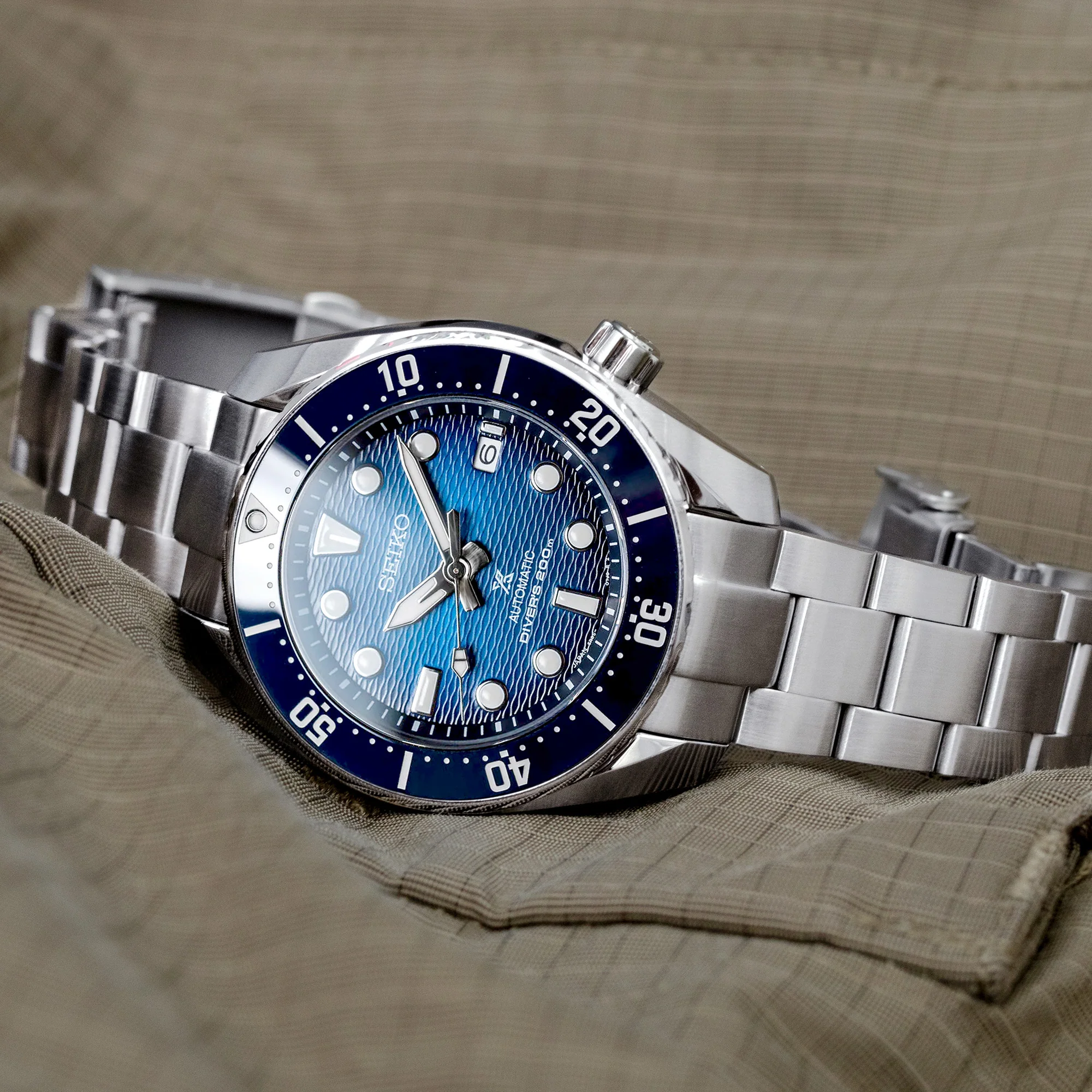 20mm Super-O Boyer Watch Band for Seiko Sumo SBDC001 SBDC031 SBDC081, Stainless Steel - Brushed, V Diver Clasp - Image 5