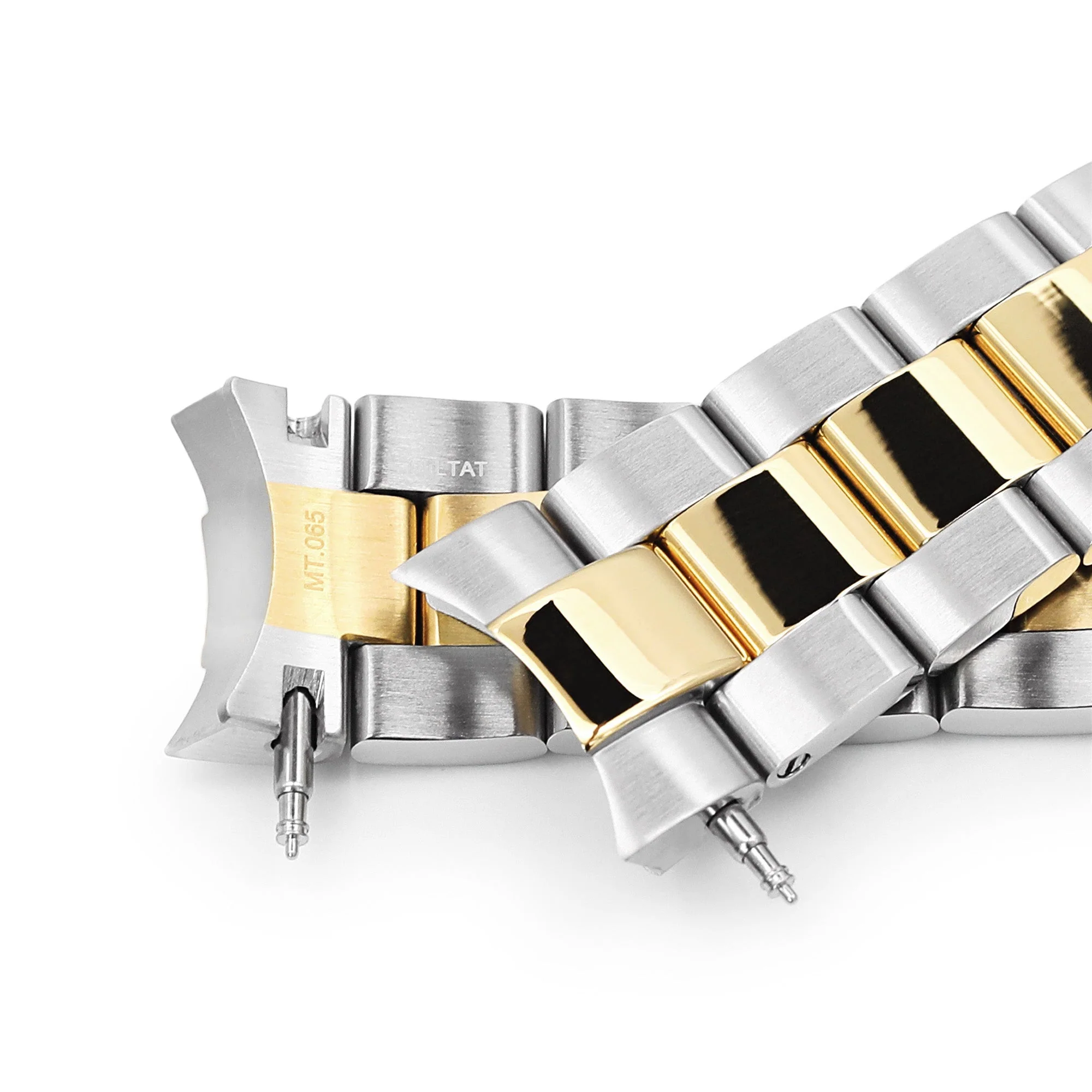 20mm Super-O Boyer Watch Band compatible with Seiko Alpinist SARB017, Two Tone IP Gold Solid SUB Clasp - Image 8