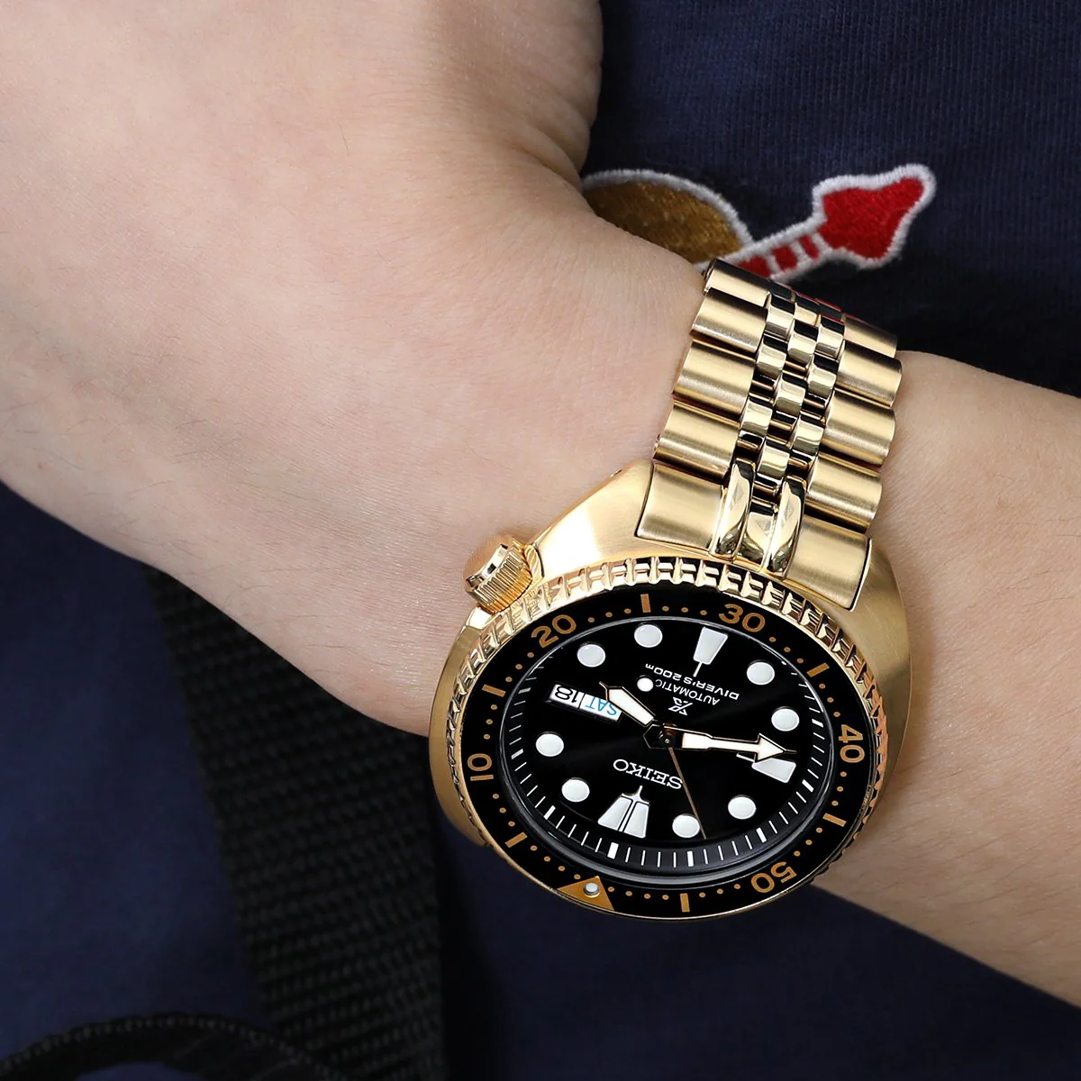 Super-J Louis 22mm Gold Stainless Steel Bracelet for Seiko Turtle SRPC44 SRP777 - Image 3