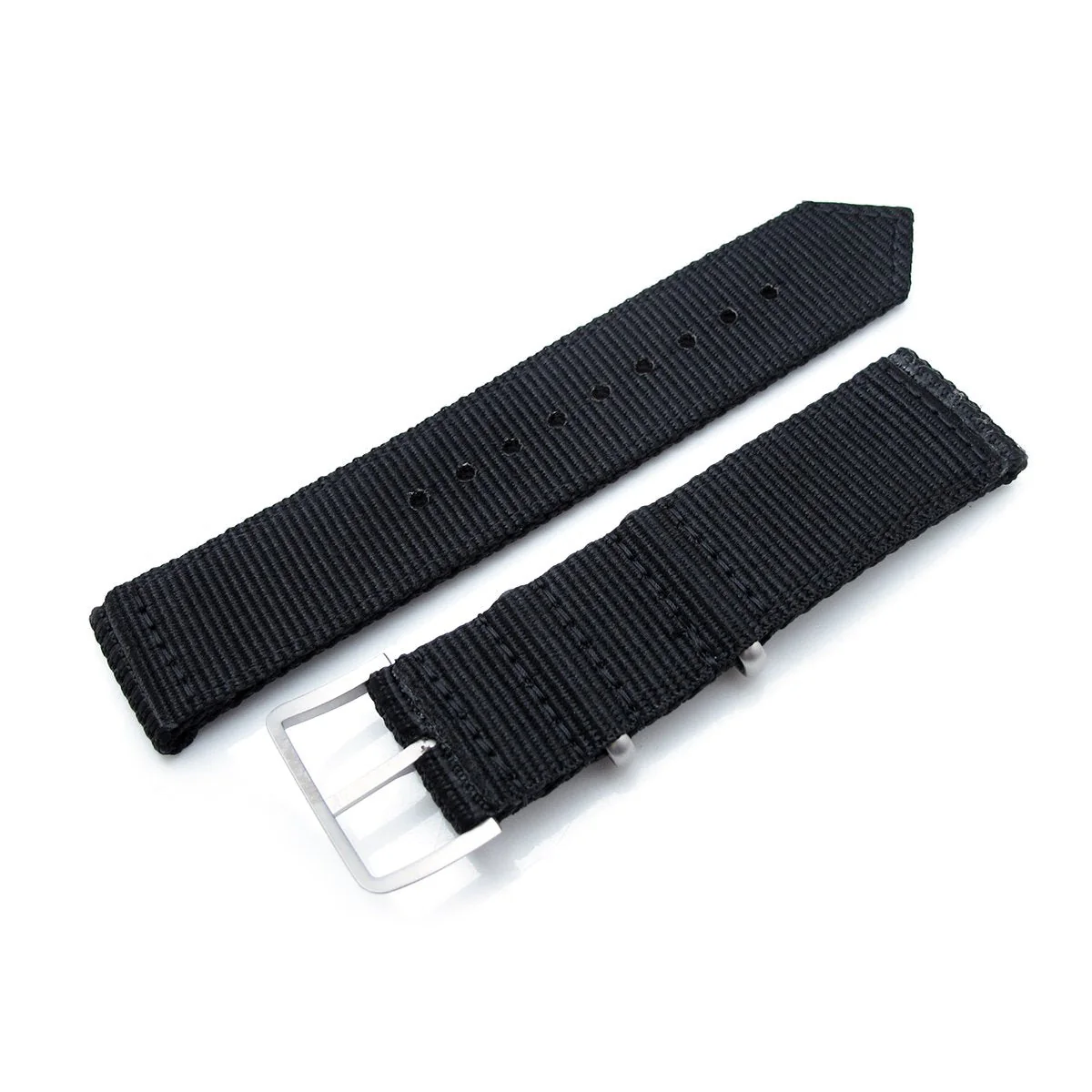 MiLTAT 20mm, 22mm Two Piece WW2 Black 3D Nylon Armband, Brushed Buckle - Image 3