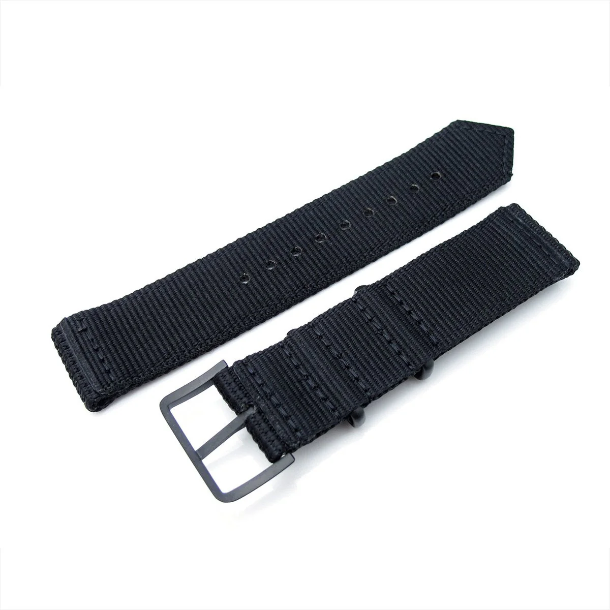 20mm, 22mm Two Piece WW2 Black 3D Nylon Armband, PVD Black Buckle - Image 3