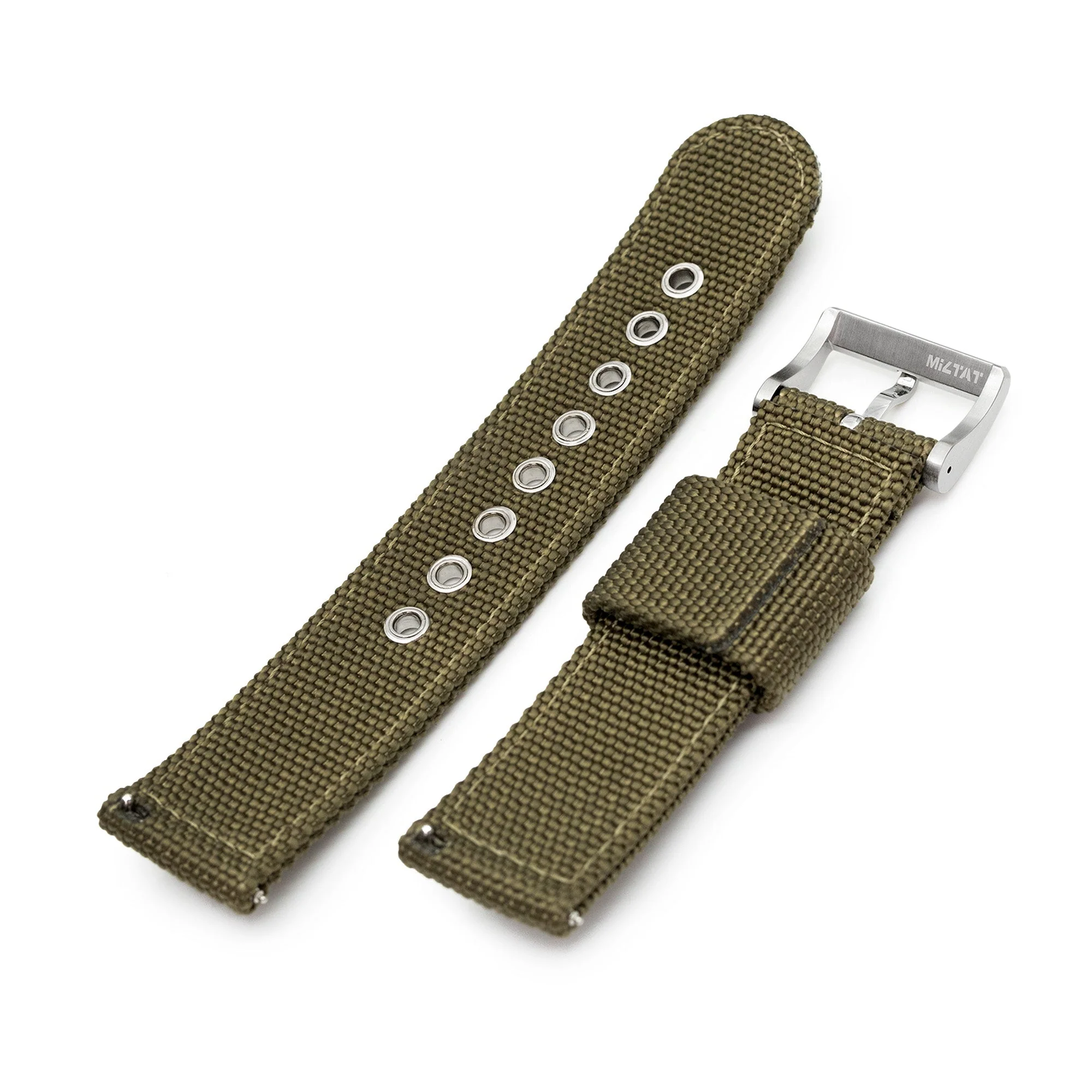 22mm Military Green Premium Nylon Weaved Quick Release Watch Band with Eyelet - Image 7
