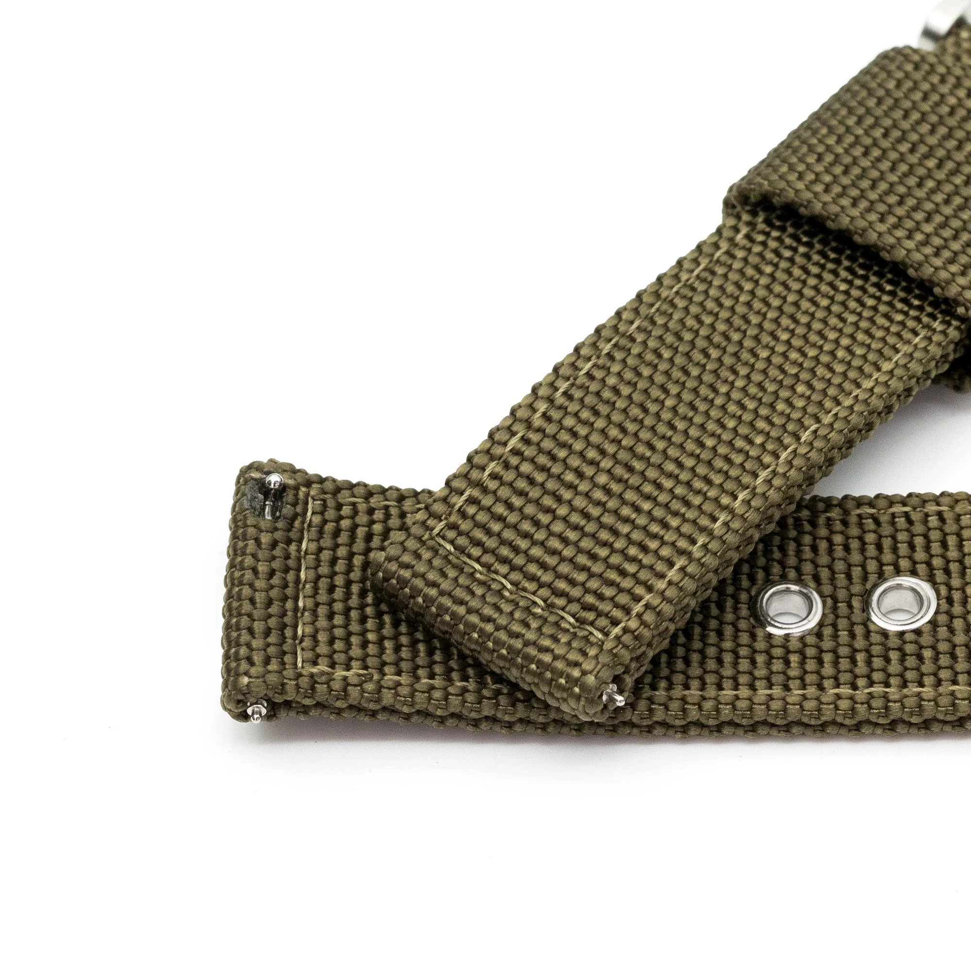 22mm Military Green Premium Nylon Weaved Quick Release Watch Band with Eyelet - Image 8