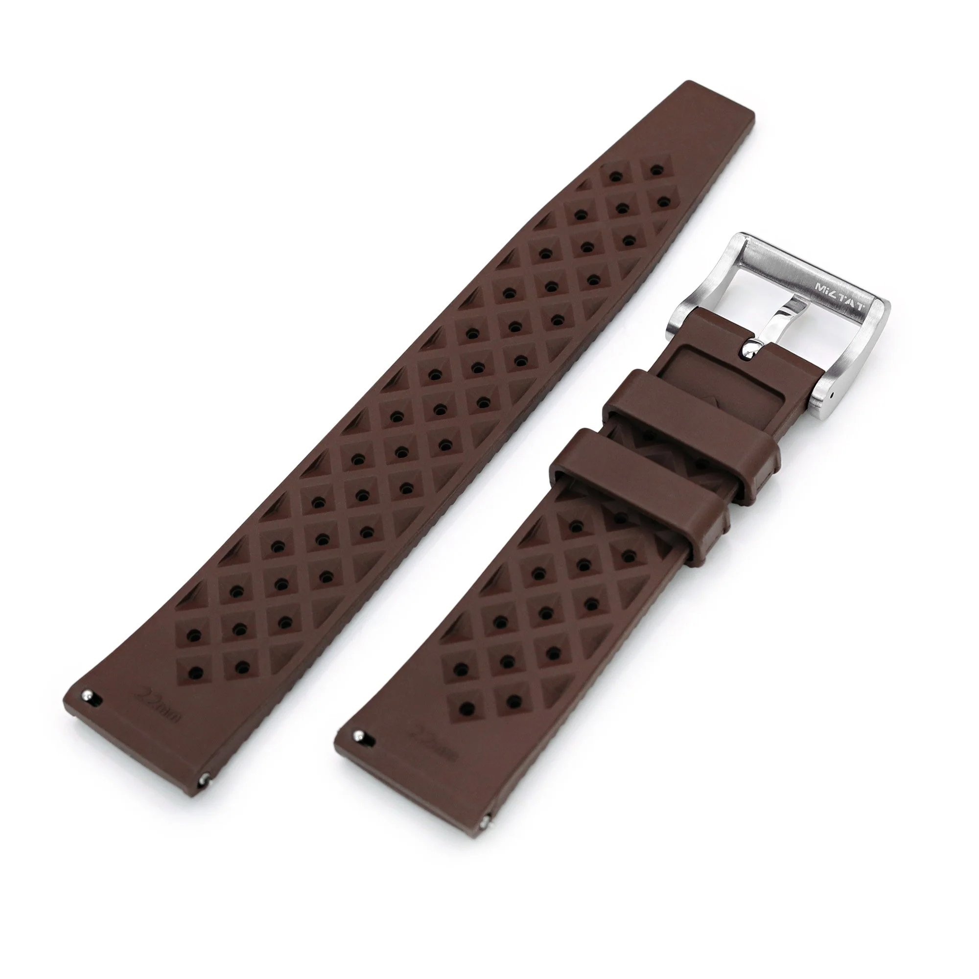 Quick Release Brown Tropical-Style Pro FKM rubber watch strap, 19mm - 23mm - Image 7