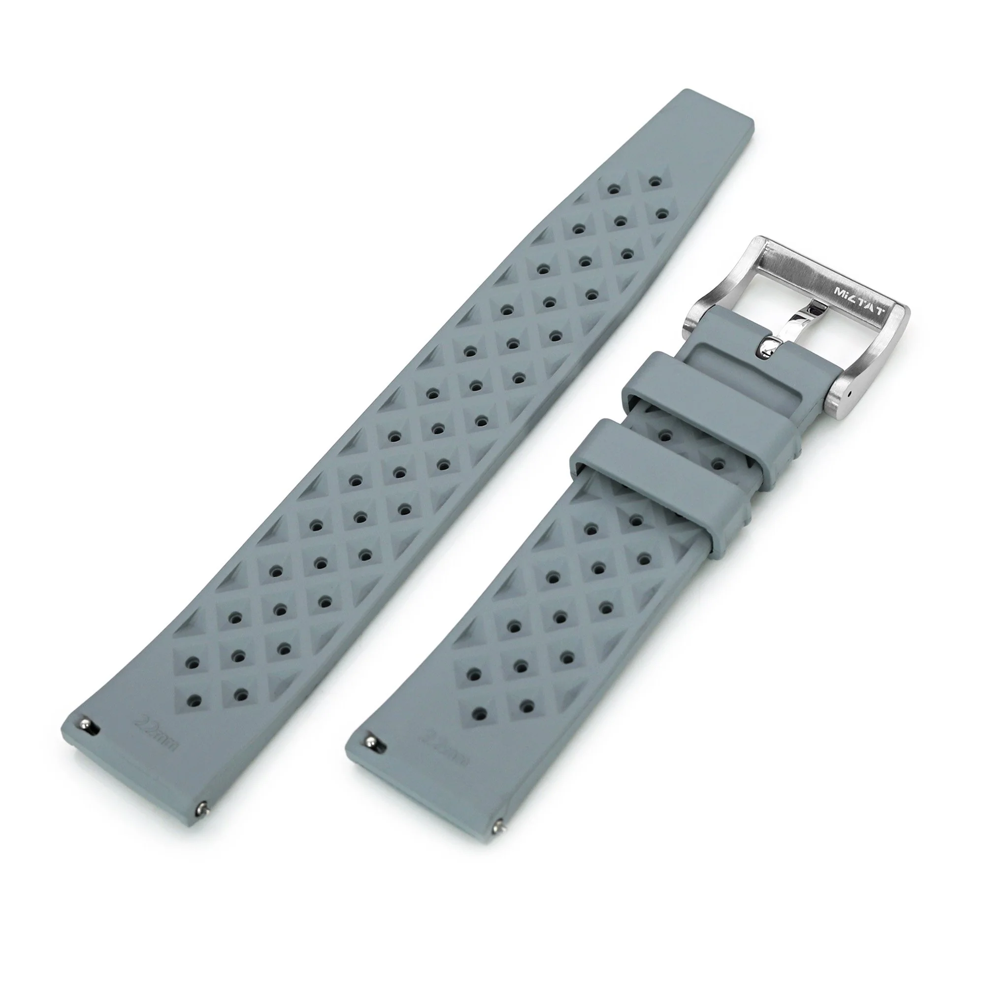 Quick Release Grey Tropical-Style Pro FKM rubber watch strap, 20mm or 22mm - Image 7