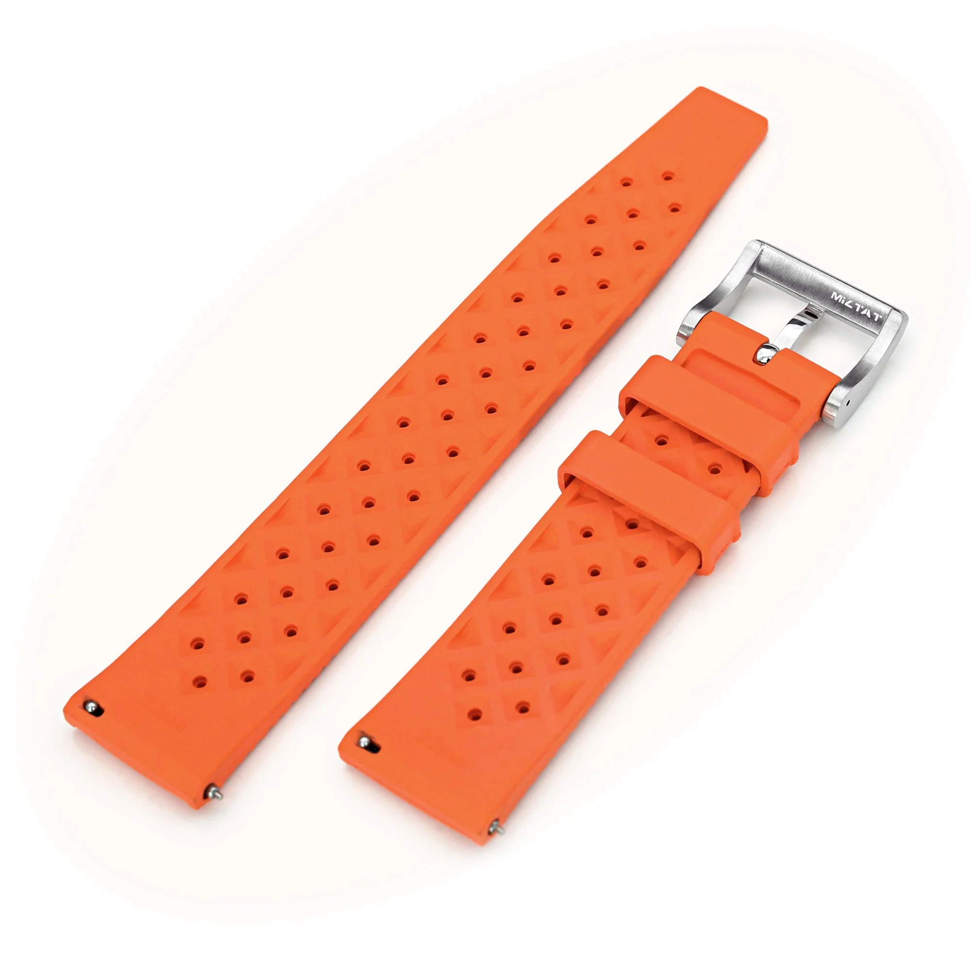 Quick Release Orange Tropical-Style Pro FKM rubber watch strap, 20mm or 22mm - Image 5
