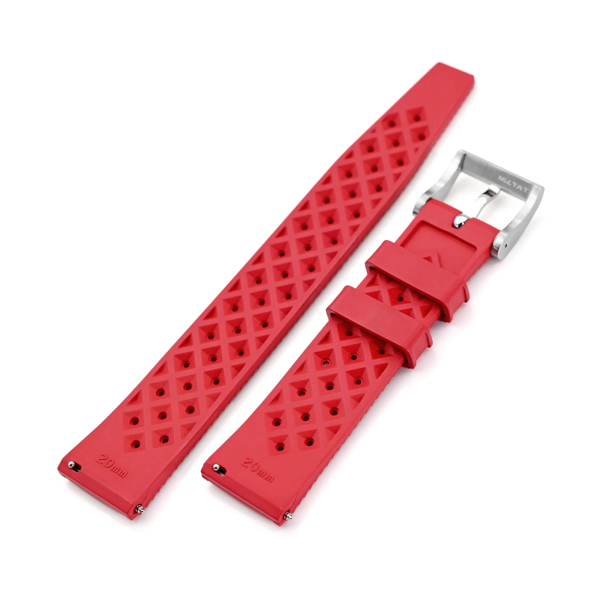Quick Release Red Tropical-Style Pro FKM rubber watch strap, 20mm - Image 4