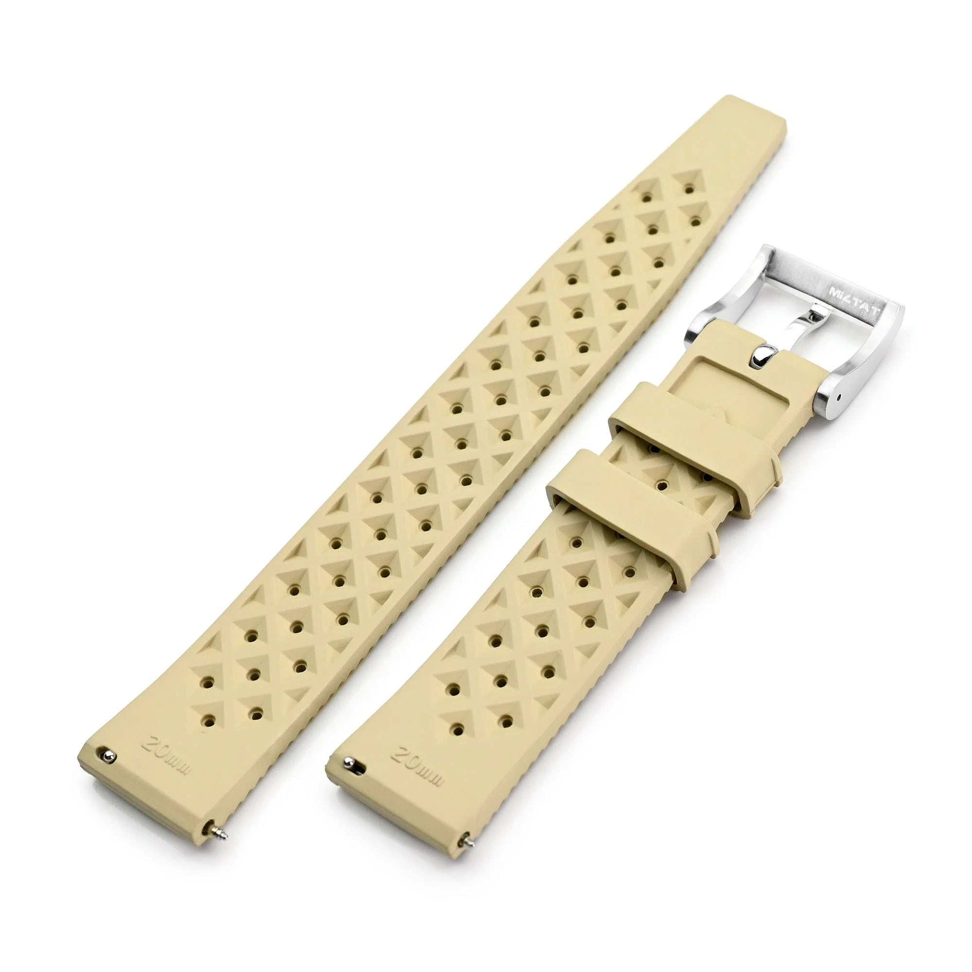 Quick Release Khaki Tropical-Style Pro FKM rubber watch strap, 20mm - Image 4