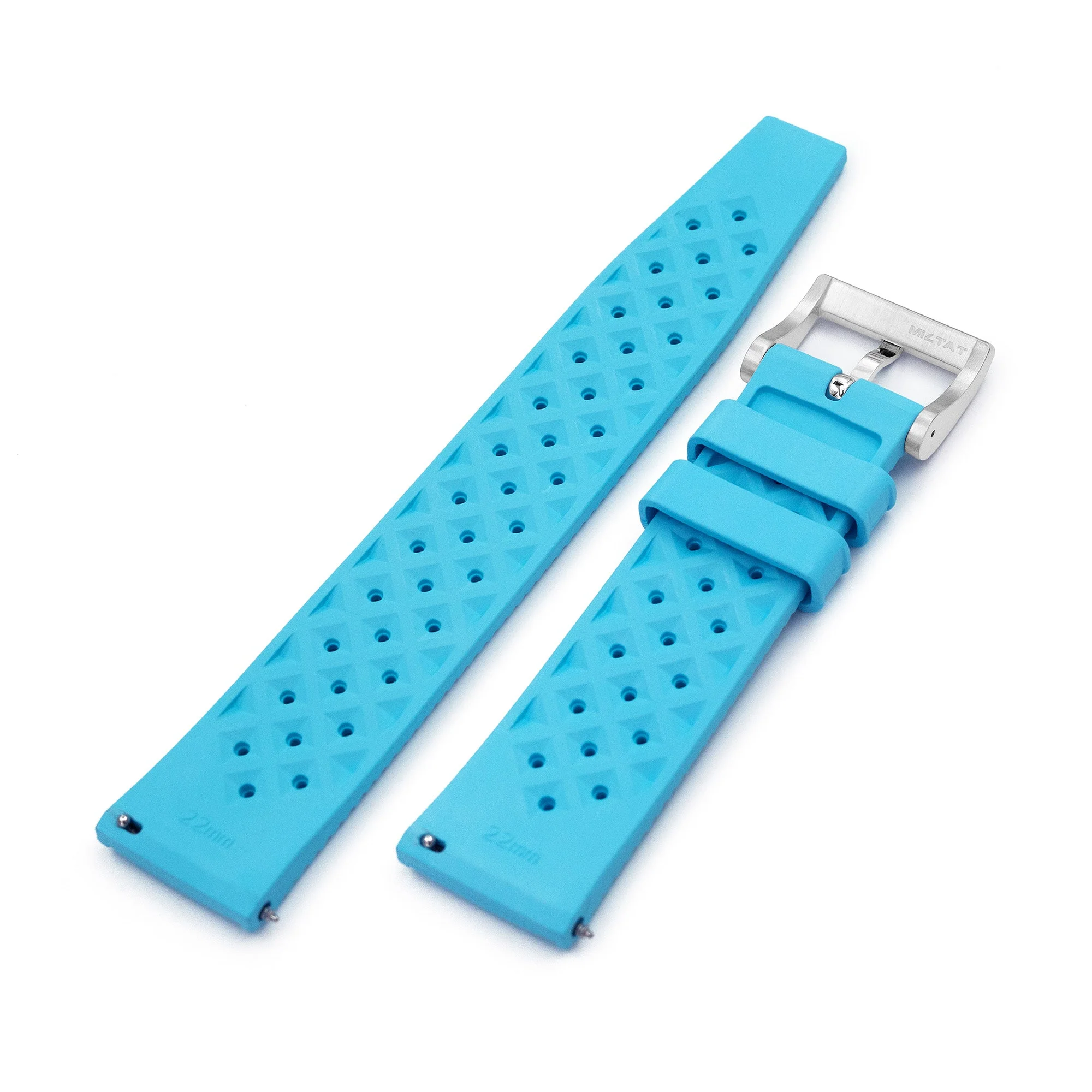 Quick Release Sky Blue Tropical-Style Pro FKM rubber watch strap, 18mm - 22mm - Image 6
