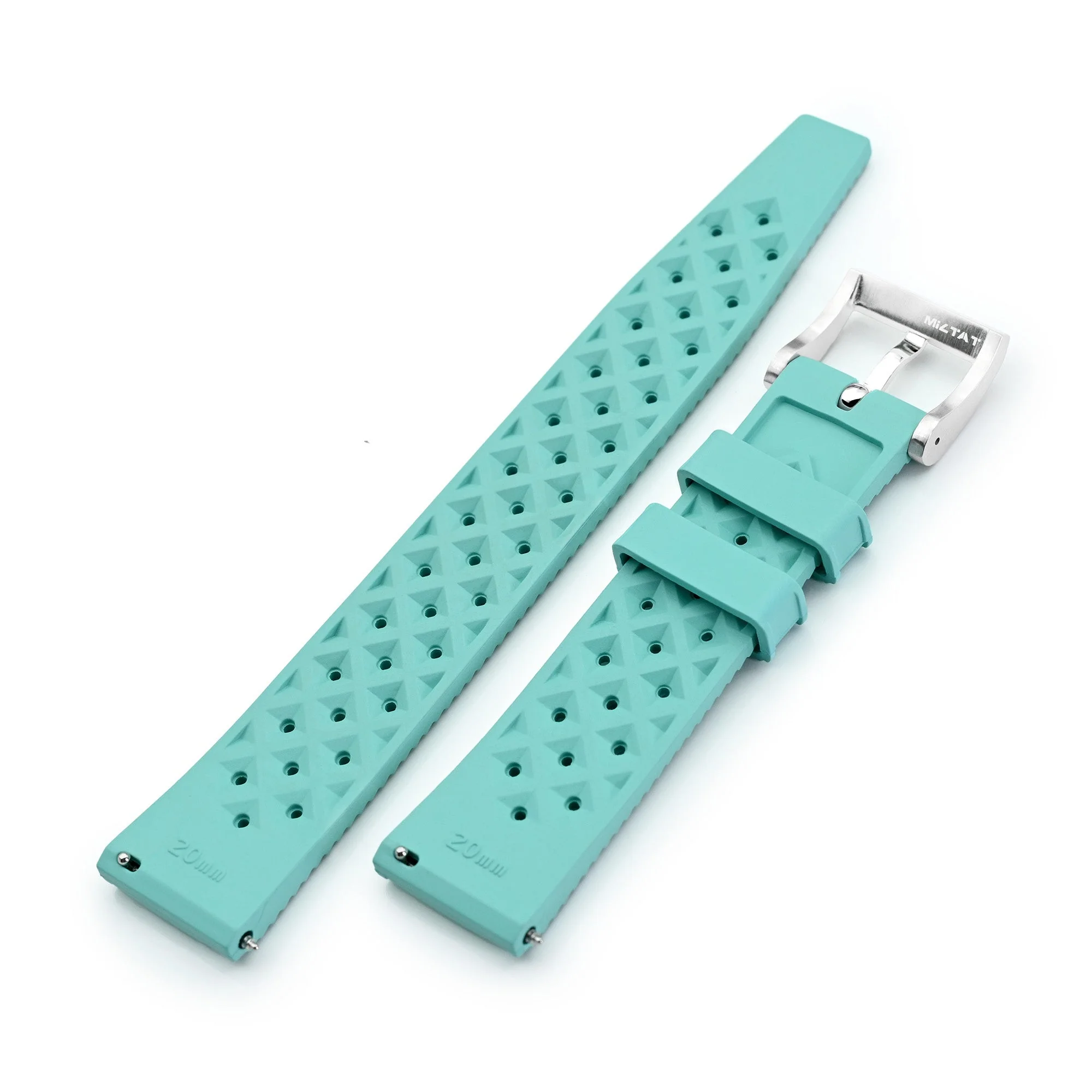 Quick Release Turquoise green / blue Tropical-Style Pro FKM rubber watch strap, 20mm - Image 4