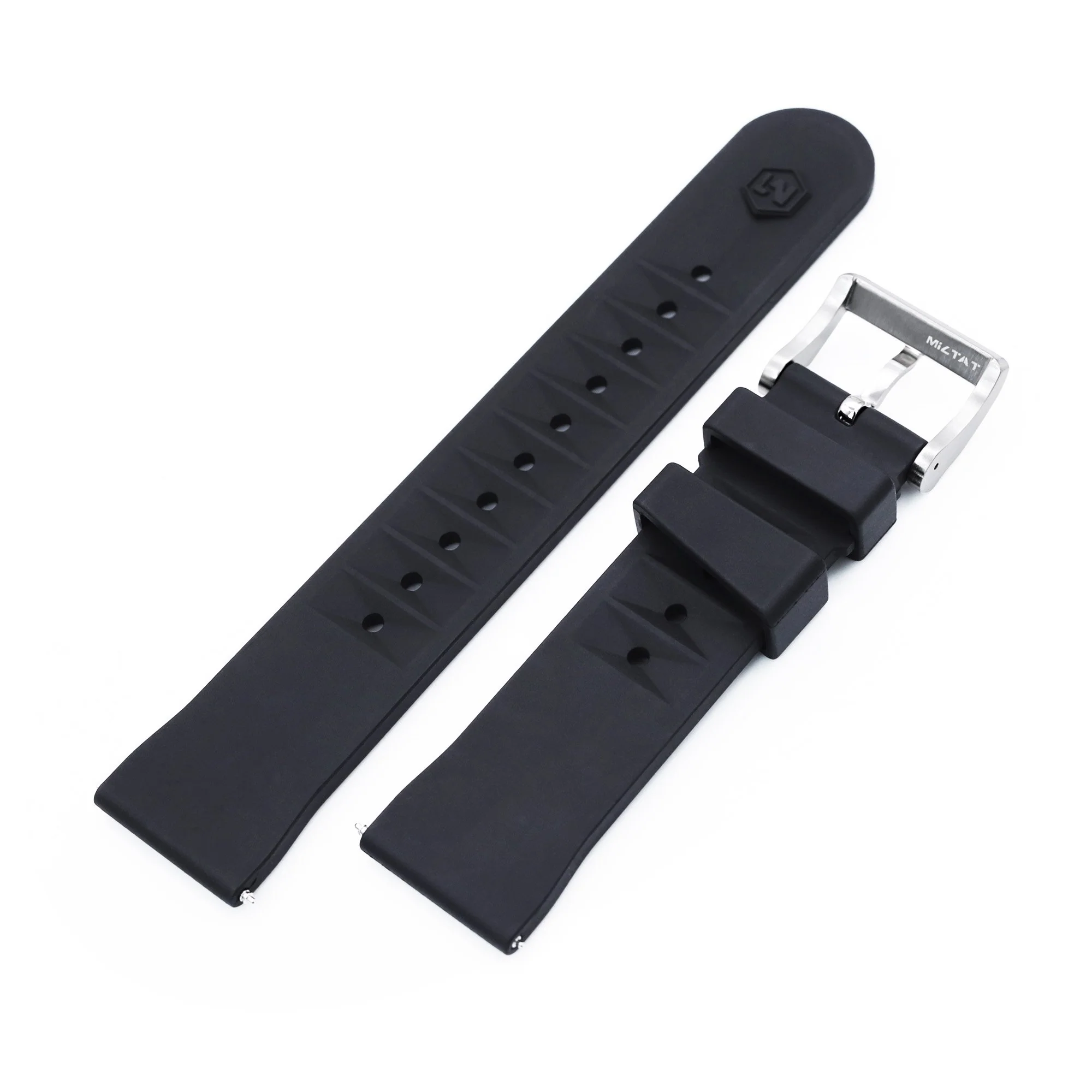 Chaffle Black FKM Rubber watch strap, 19mm to 22mm - Image 6