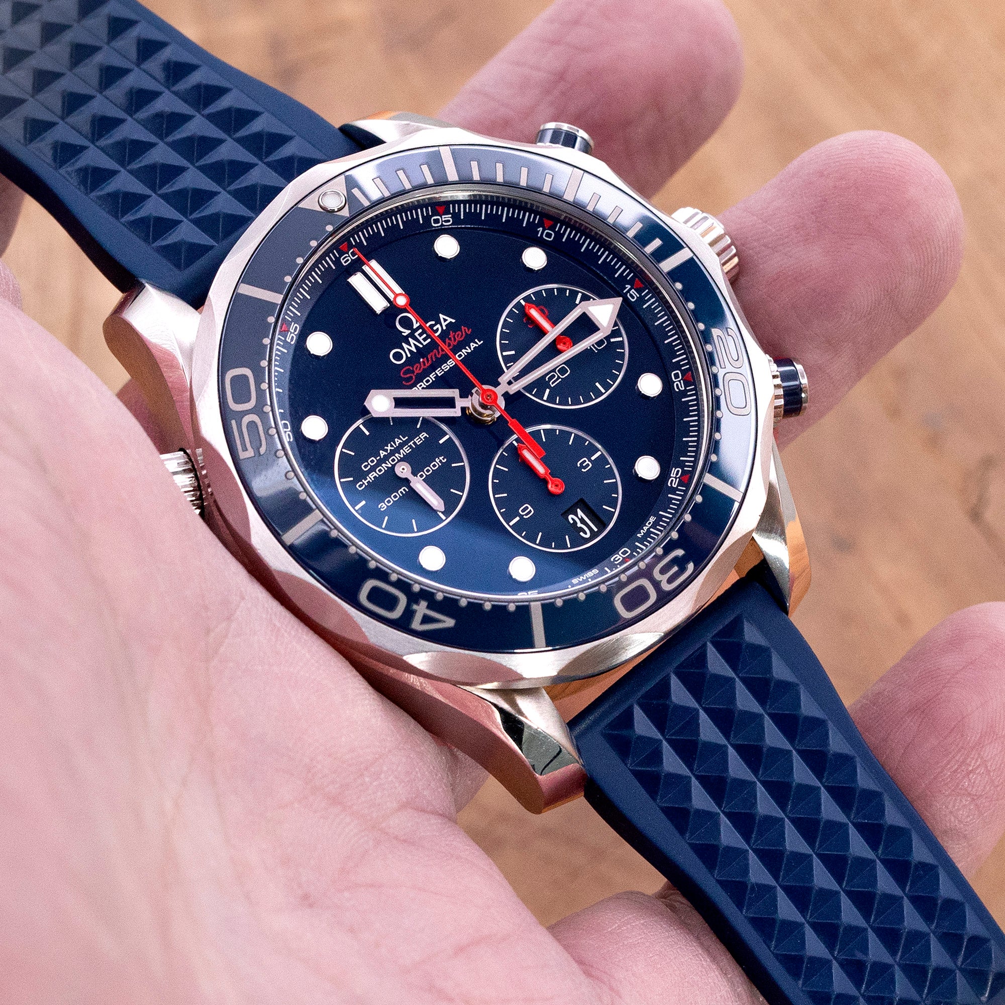 Chaffle Navy Blue FKM Rubber Waffle Watch Band 19mm 22mm - Image 4