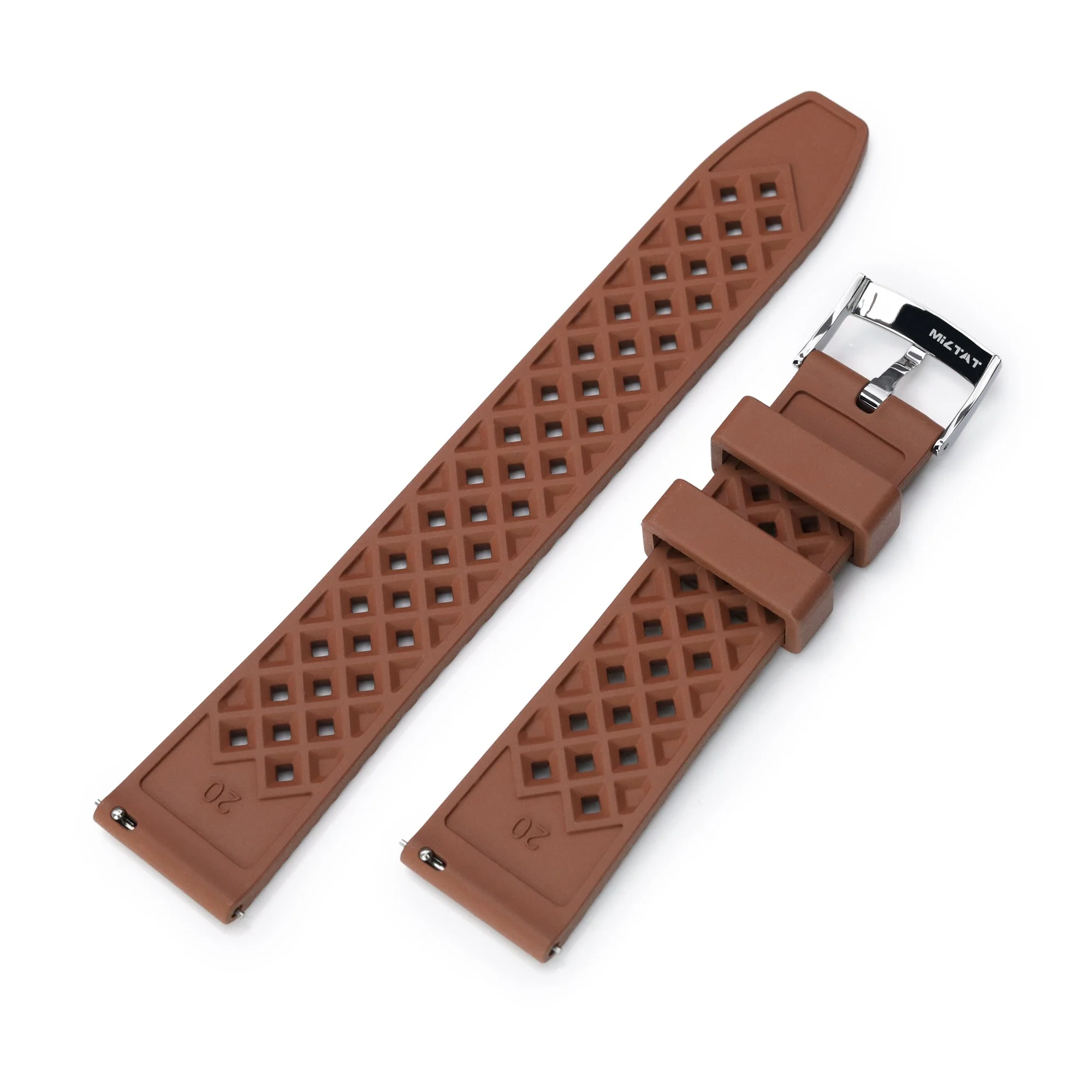 Rhombus Brown FKM Quick Release rubber watch strap, 20mm - Image 6