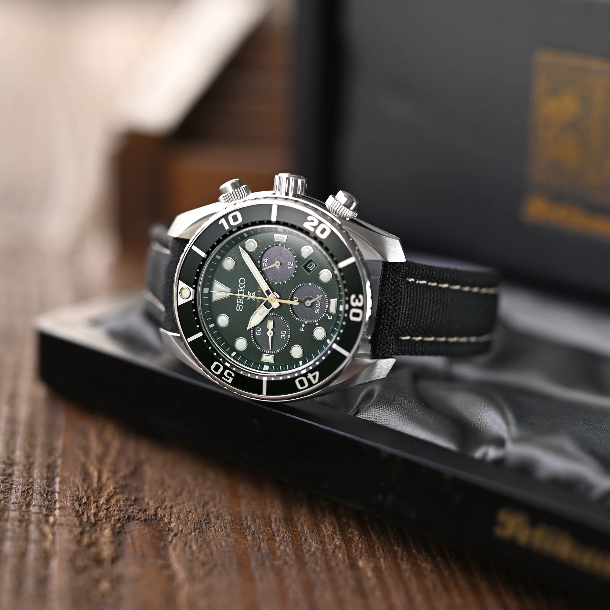 Aviator Style Black Canvas Quick Release Watch Band, 20mm or 22mm - Image 4