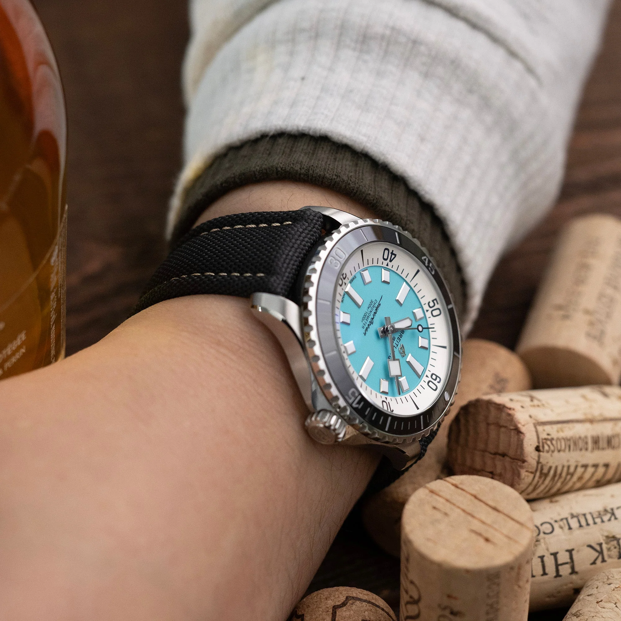 Aviator Style Black Canvas Quick Release Watch Band, 20mm or 22mm - Image 5