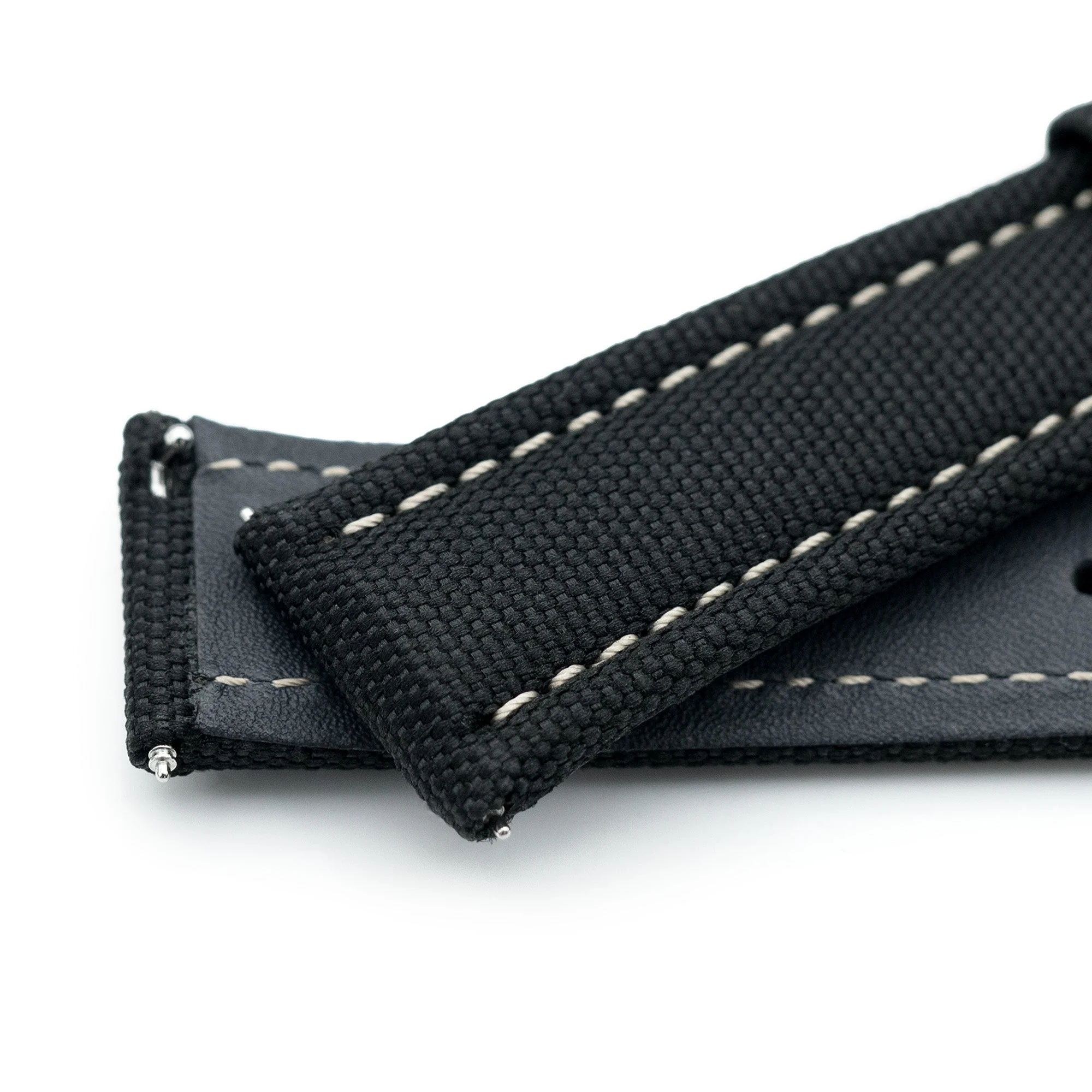 Aviator Style Black Canvas Quick Release Watch Band, 20mm or 22mm - Image 8