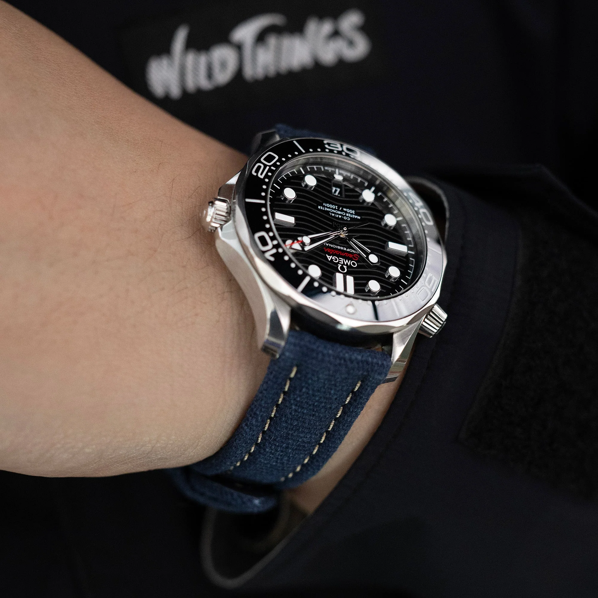 Aviator Style Navy Blue Canvas Quick Release Watch Band, 20mm or 22mm - Image 4