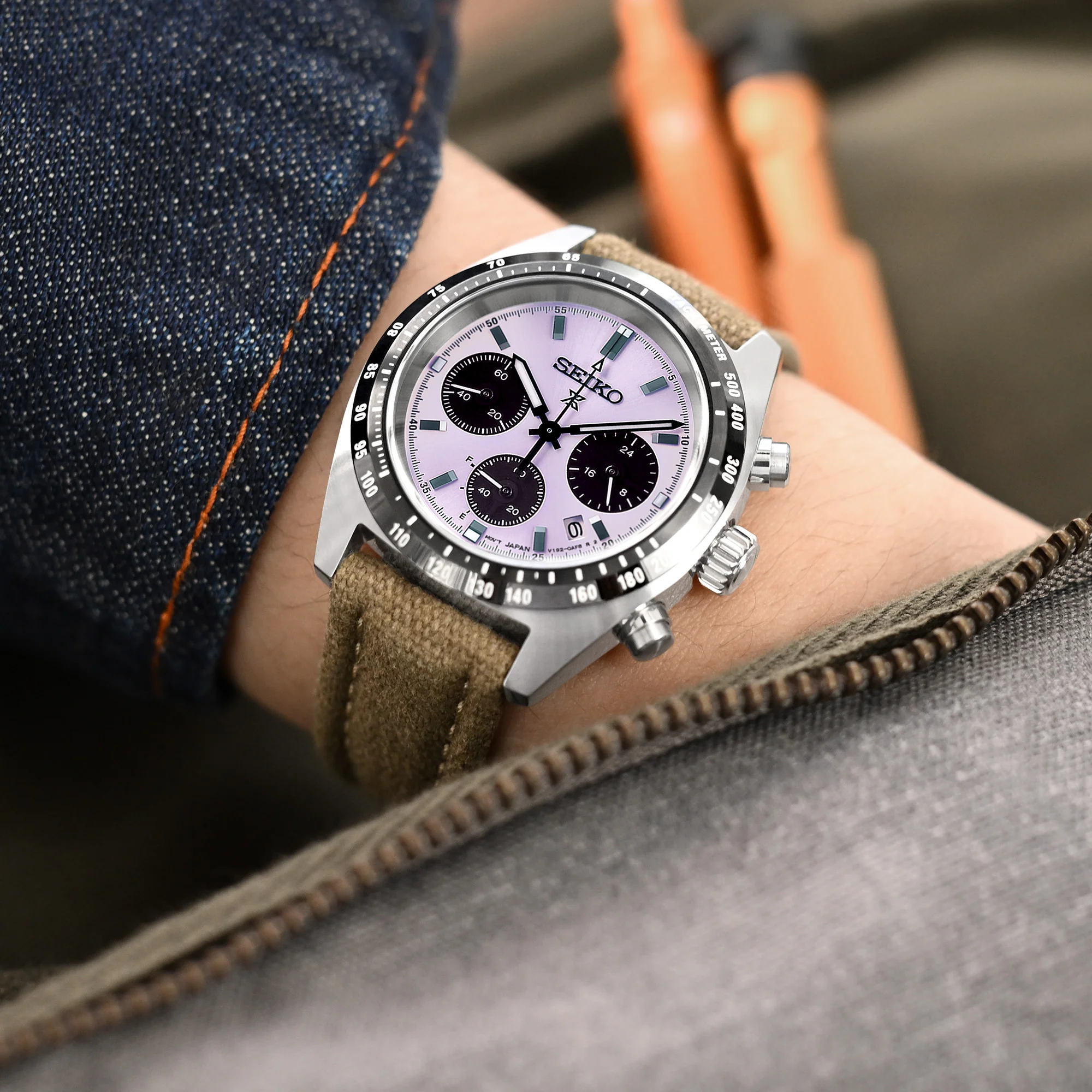 Aviator Style Khaki Canvas Quick Release Watch Band, 20mm or 22mm - Image 3