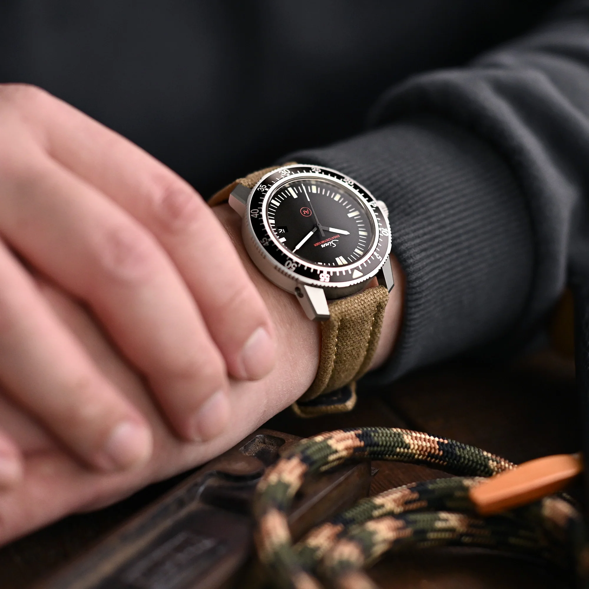 Aviator Style Khaki Canvas Quick Release Watch Band, 20mm or 22mm - Image 4