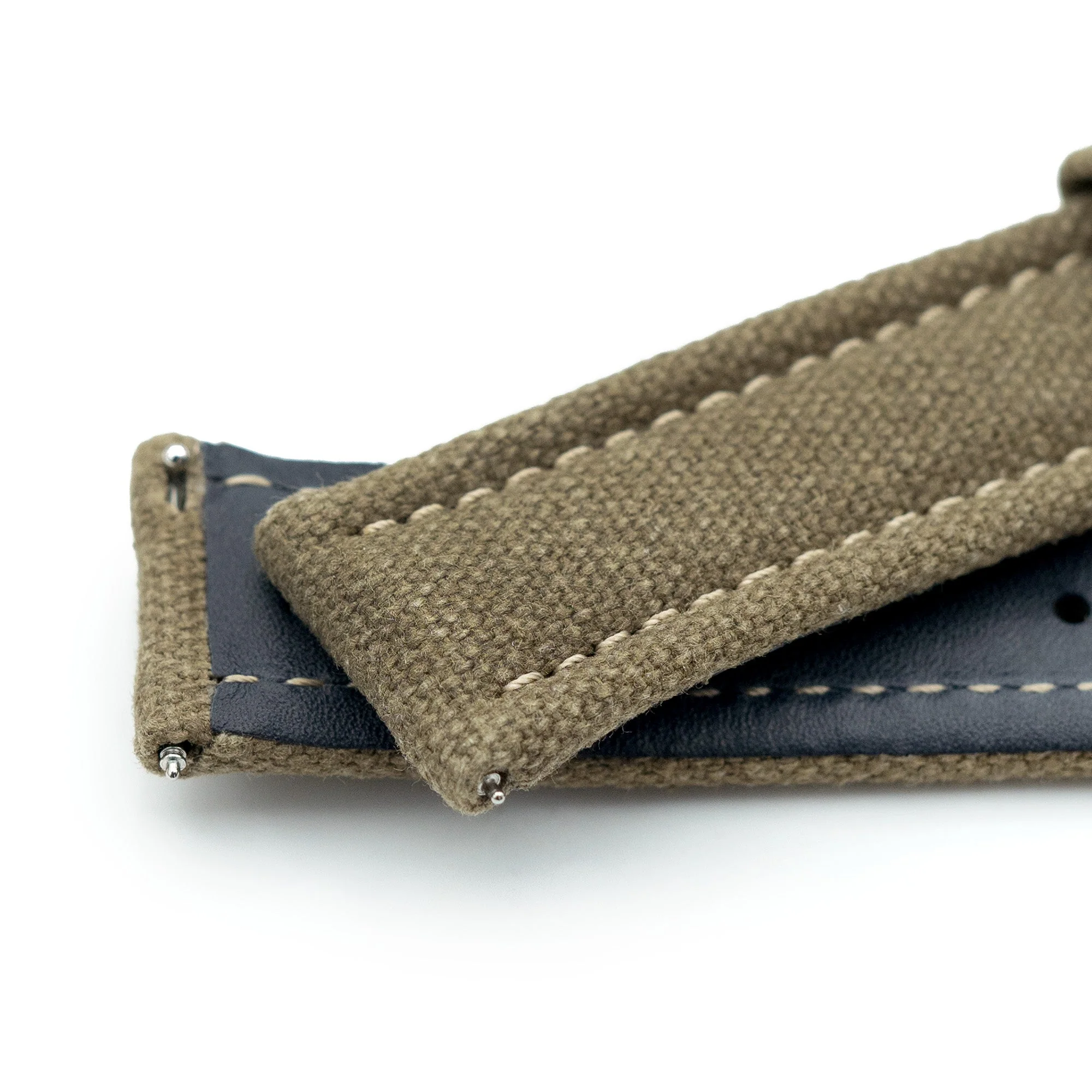 Aviator Style Khaki Canvas Quick Release Watch Band, 20mm or 22mm - Image 6