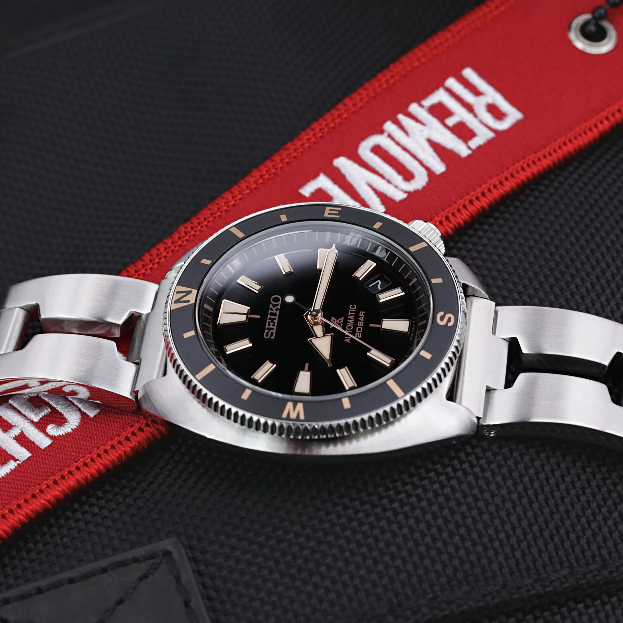 20mm Retro Shaver Blade QR Watch Band Straight End Quick Release, 316L Stainless Steel Brushed V-Clasp - Image 4