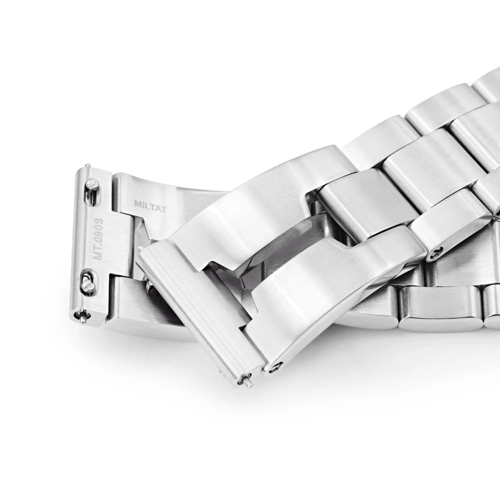 20mm Retro Shaver Blade QR Watch Band Straight End Quick Release, 316L Stainless Steel Brushed V-Clasp - Image 7