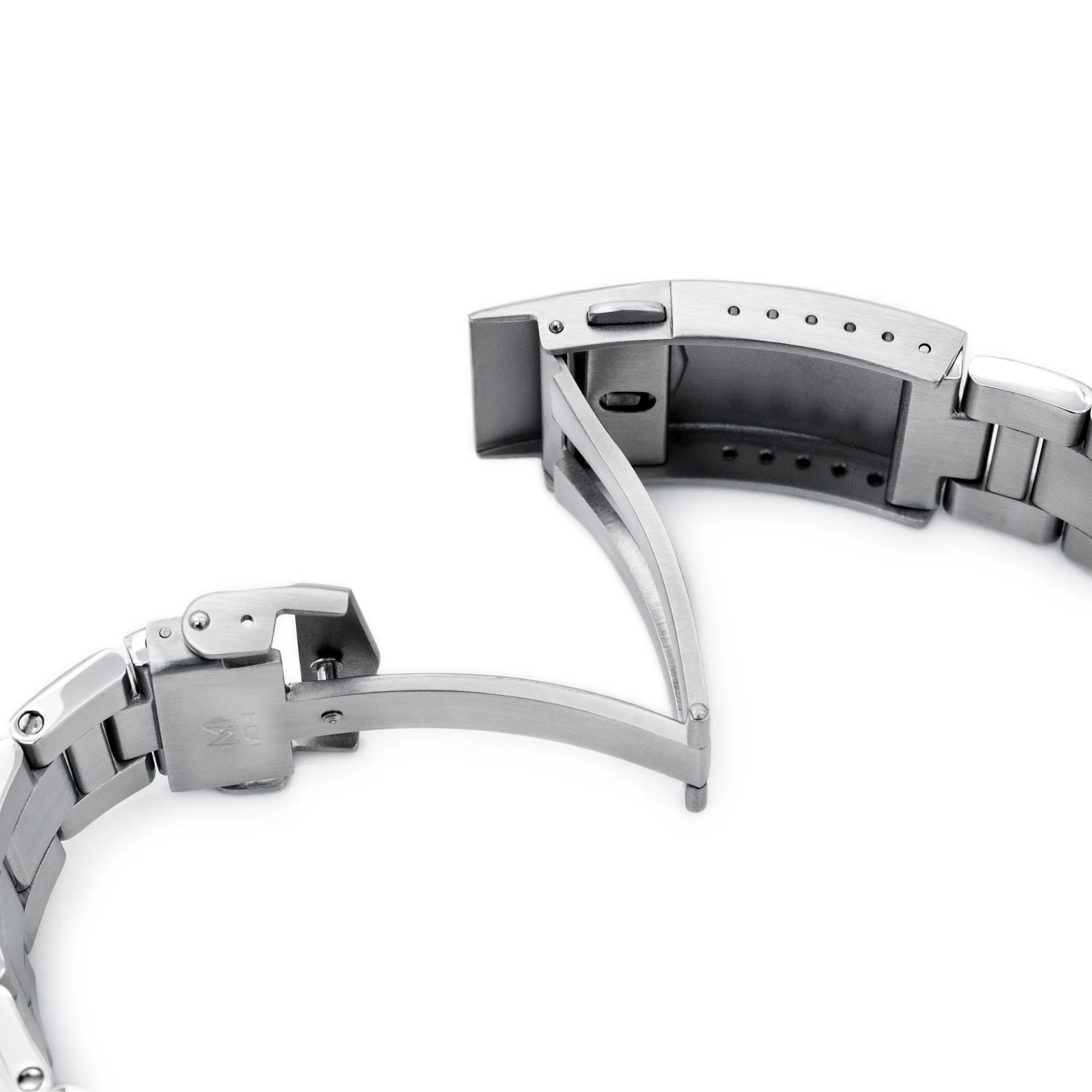 20mm Retro Shaver Blade QR Watch Band Straight End Quick Release, 316L Stainless Steel Brushed V-Clasp - Image 8