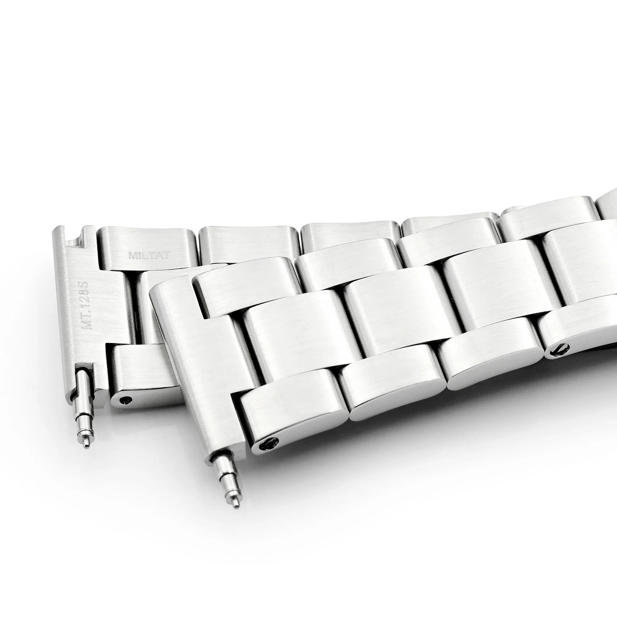 20mm Super Boyer Watch Band Straight End, 316L Stainless Steel Brushed V-Clasp - Image 5