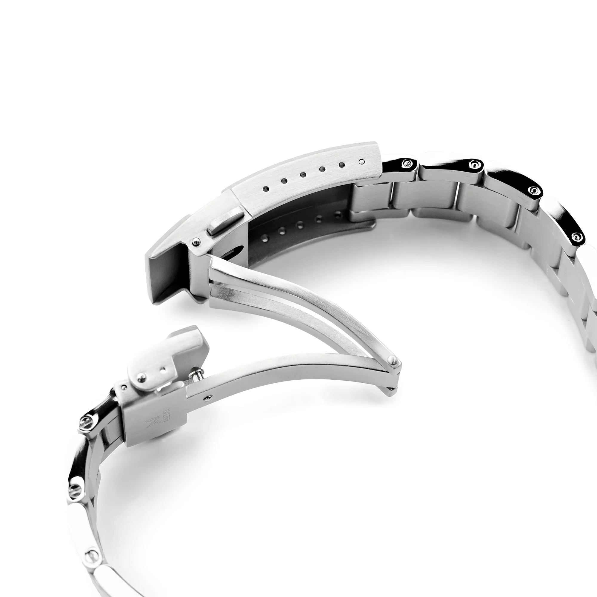 20mm Super Boyer Watch Band Straight End, 316L Stainless Steel Brushed V-Clasp - Image 6