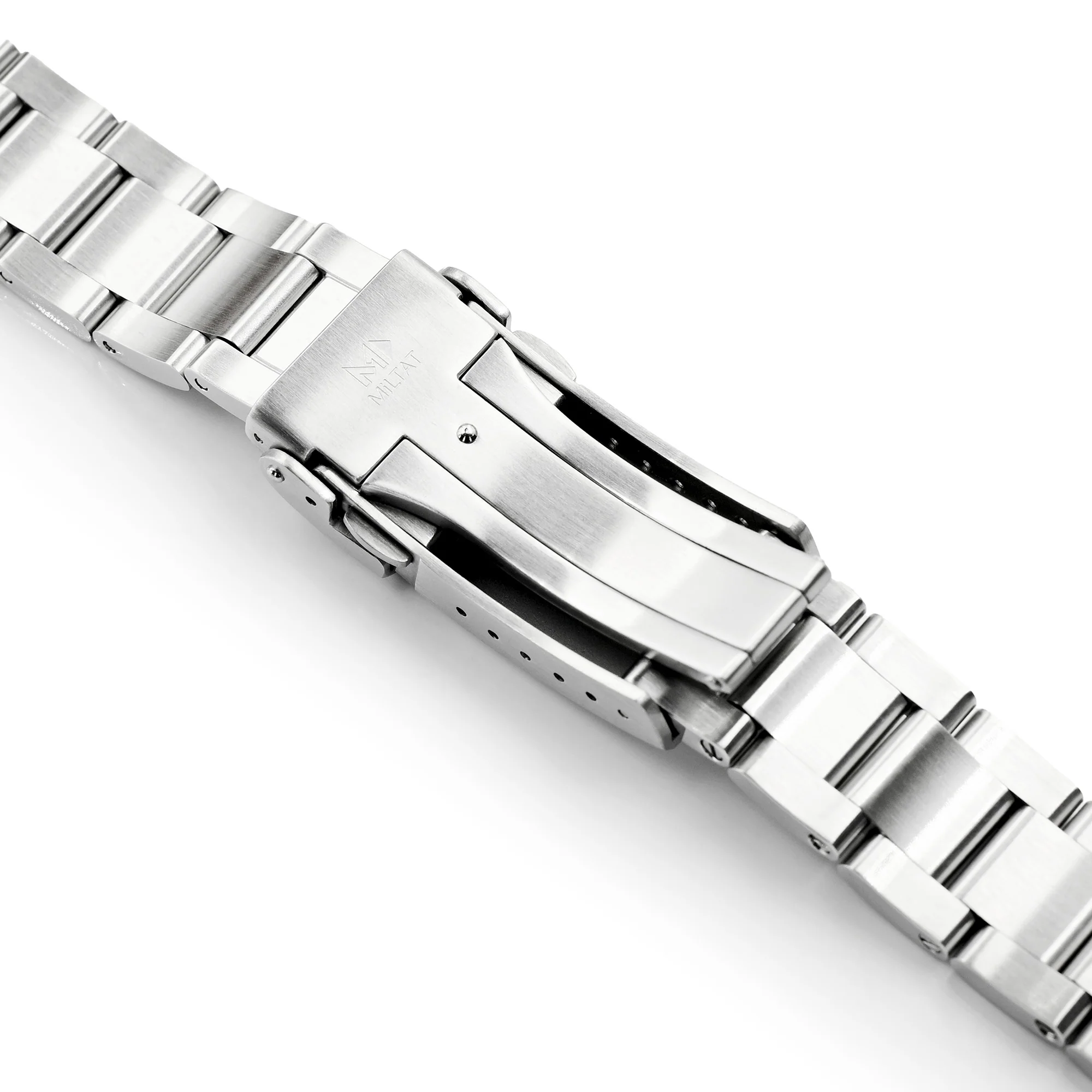 20mm Super Boyer Watch Band Straight End, 316L Stainless Steel Brushed V-Clasp - Image 7