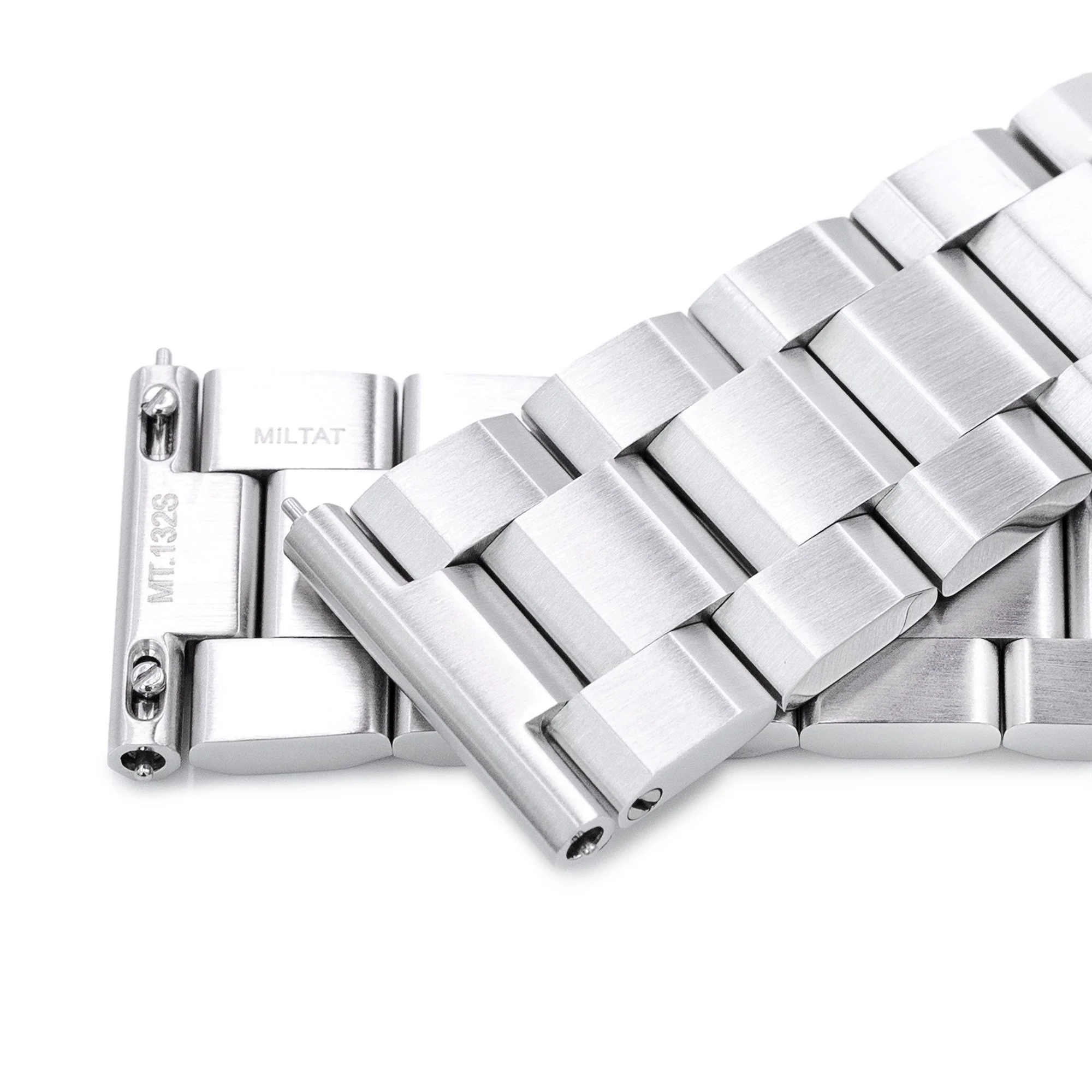 20mm Hexad III QR Watch Band Straight End Quick Release, 316L Stainless Steel Brushed V-Clasp - Image 6