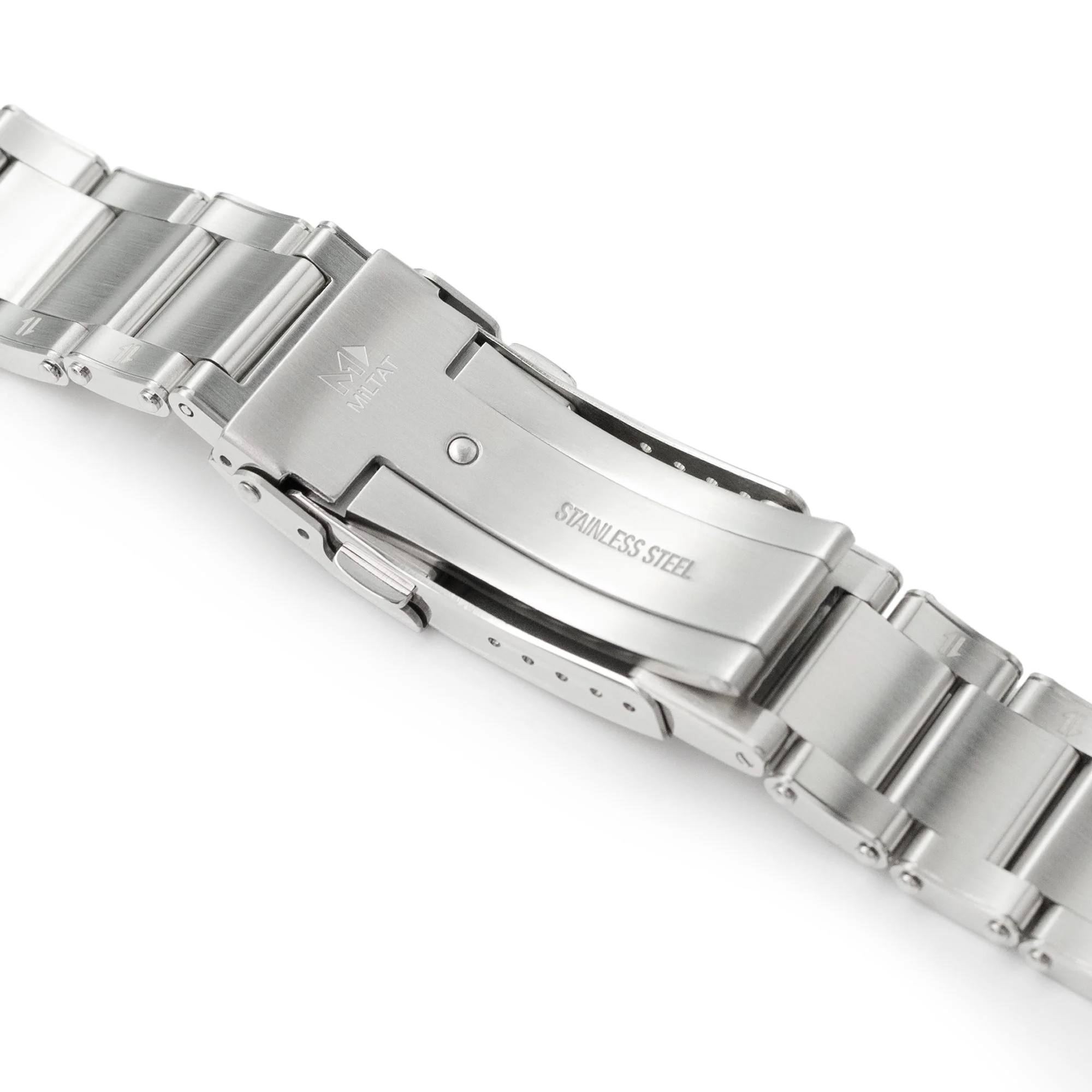 20mm or 22mm Metabind II (Pull-Twist) QR Watch Band Straight End Quick Release, 316L Stainless Steel Brushed Baton Diver Clasp - Image 11