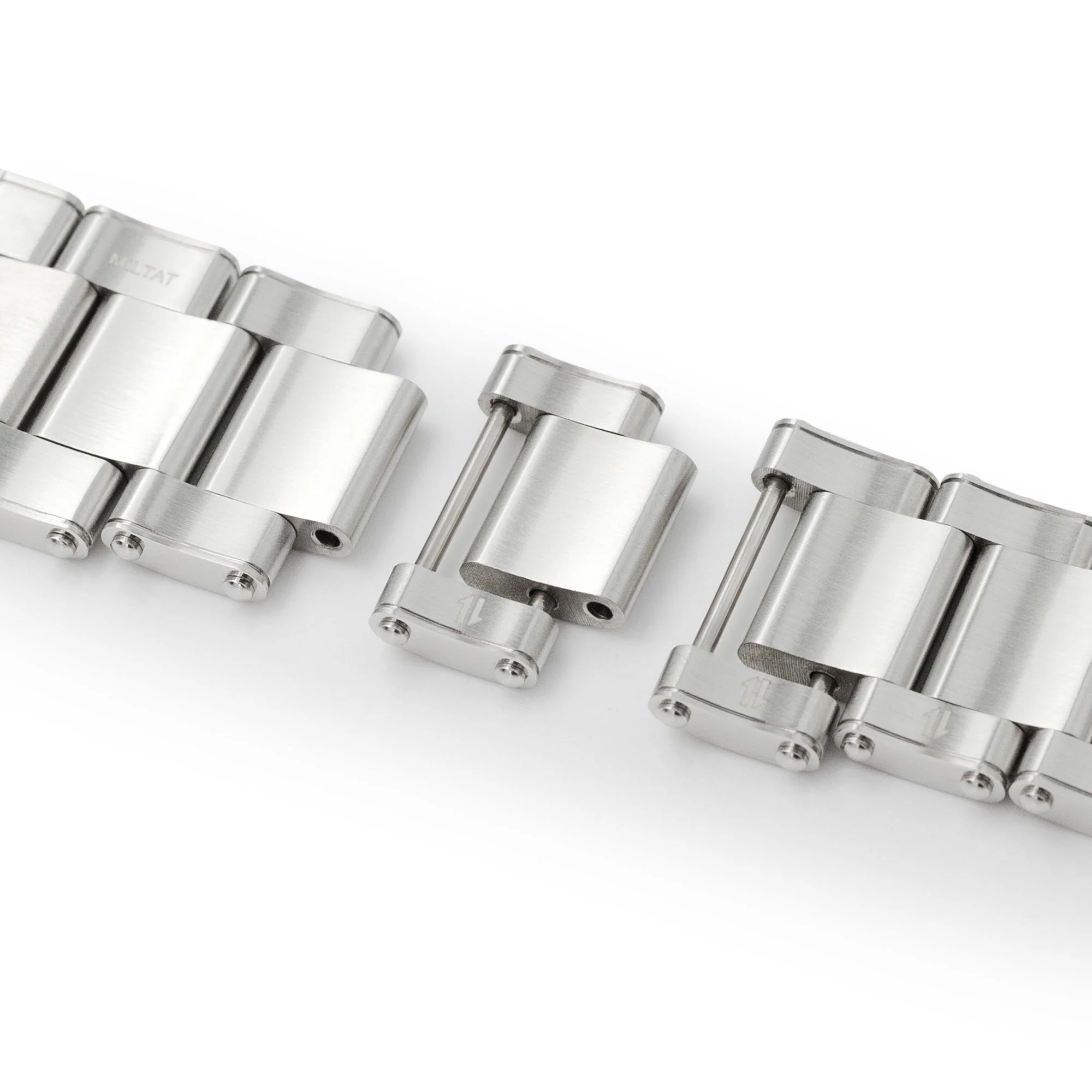 20mm or 22mm Metabind II (Pull-Twist) QR Watch Band Straight End Quick Release, 316L Stainless Steel Brushed Baton Diver Clasp - Image 12