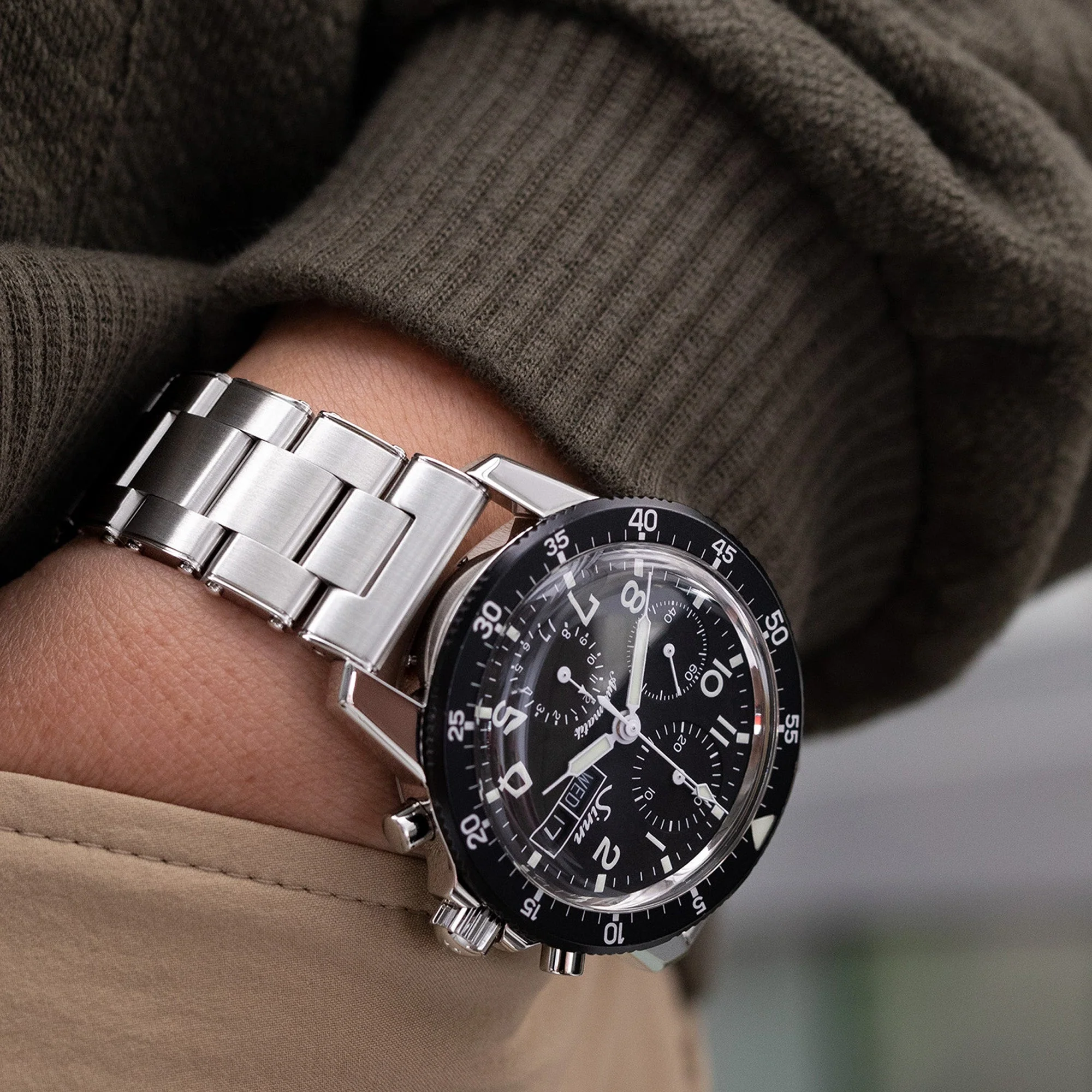 20mm or 22mm Metabind II (Pull-Twist) QR Watch Band Straight End Quick Release, 316L Stainless Steel Brushed Baton Diver Clasp - Image 4