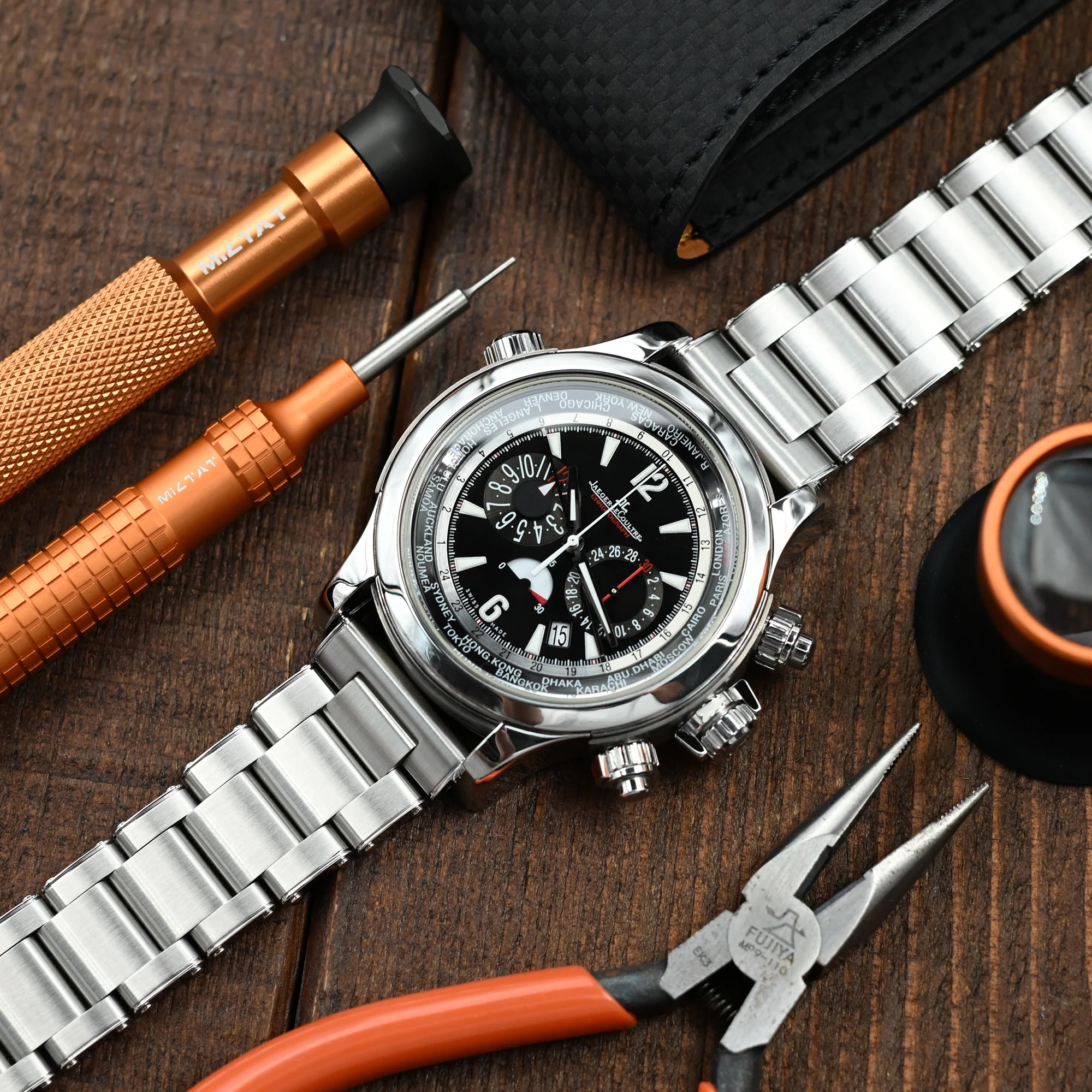 20mm or 22mm Metabind II (Pull-Twist) QR Watch Band Straight End Quick Release, 316L Stainless Steel Brushed Baton Diver Clasp - Image 5