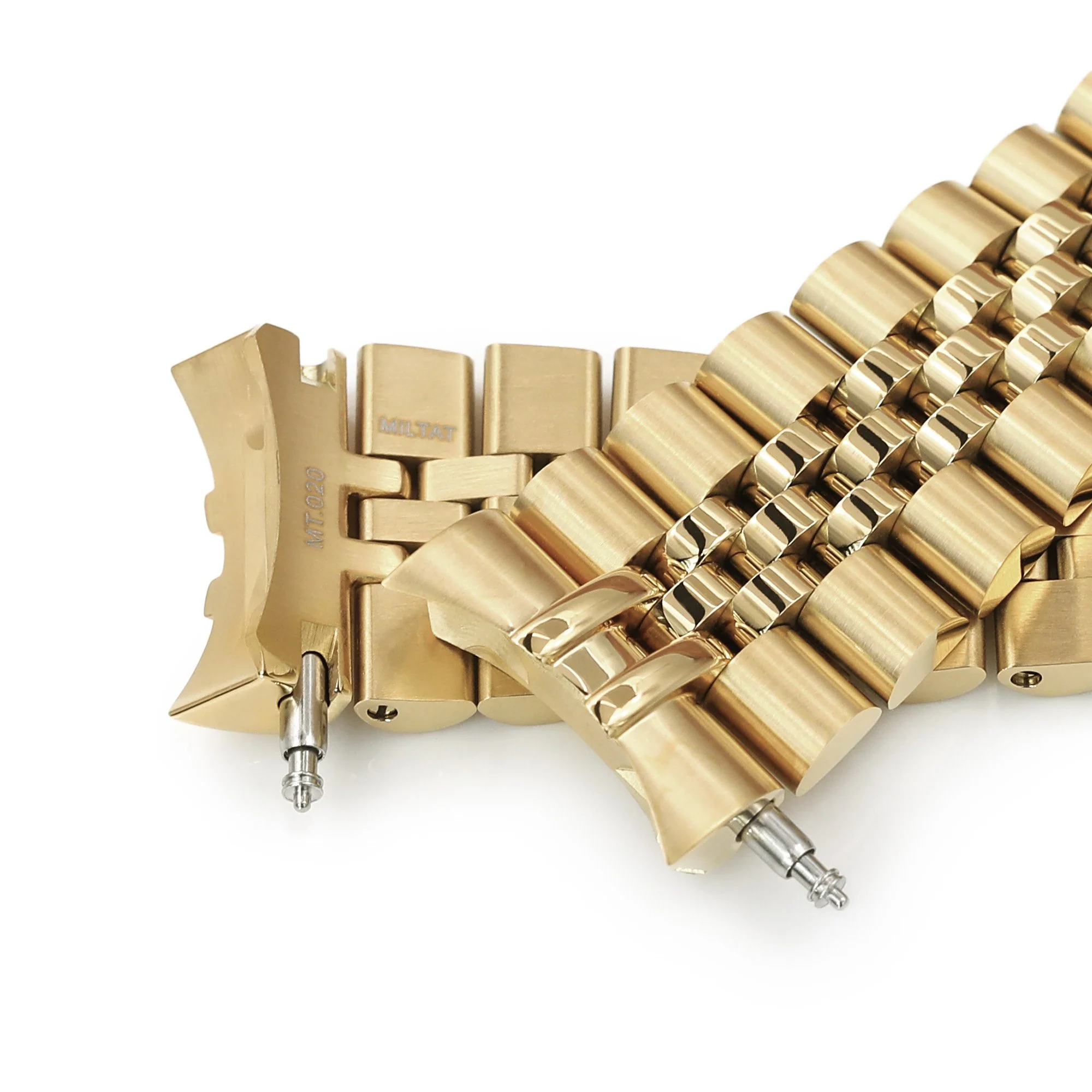 22mm Super-J Louis JUB Watch Band for Seiko 5 Sports 42.5mm SRPE74 SRPE74K SRPE74K1, Stainless Steel - Full IP Gold, SUB Diver Clasp - Image 6