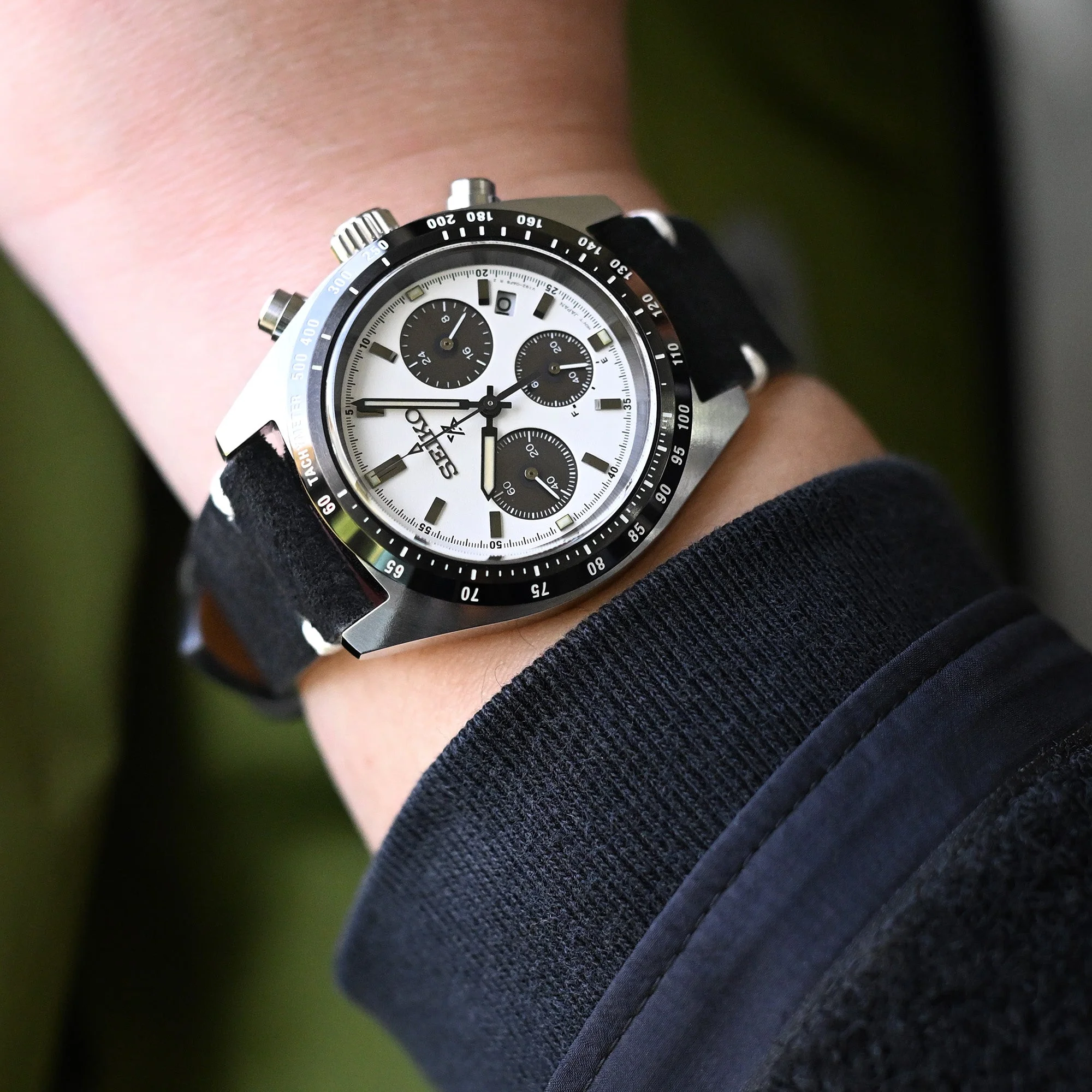 Black Italian Suede Leather Watch Strap | Twin-Stitch Quick Release | 20mm - Image 3