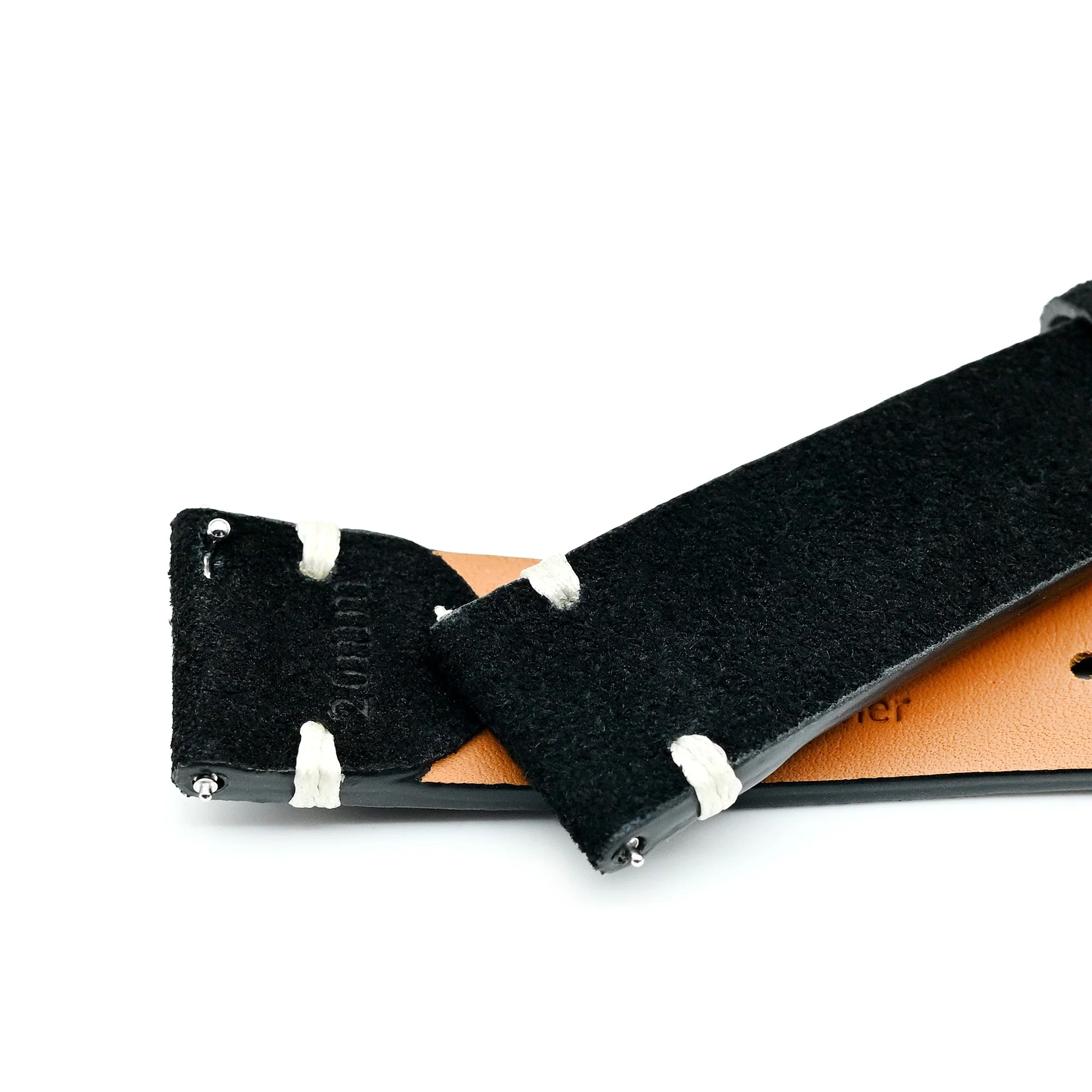 Black Italian Suede Leather Watch Strap | Twin-Stitch Quick Release | 20mm - Image 5