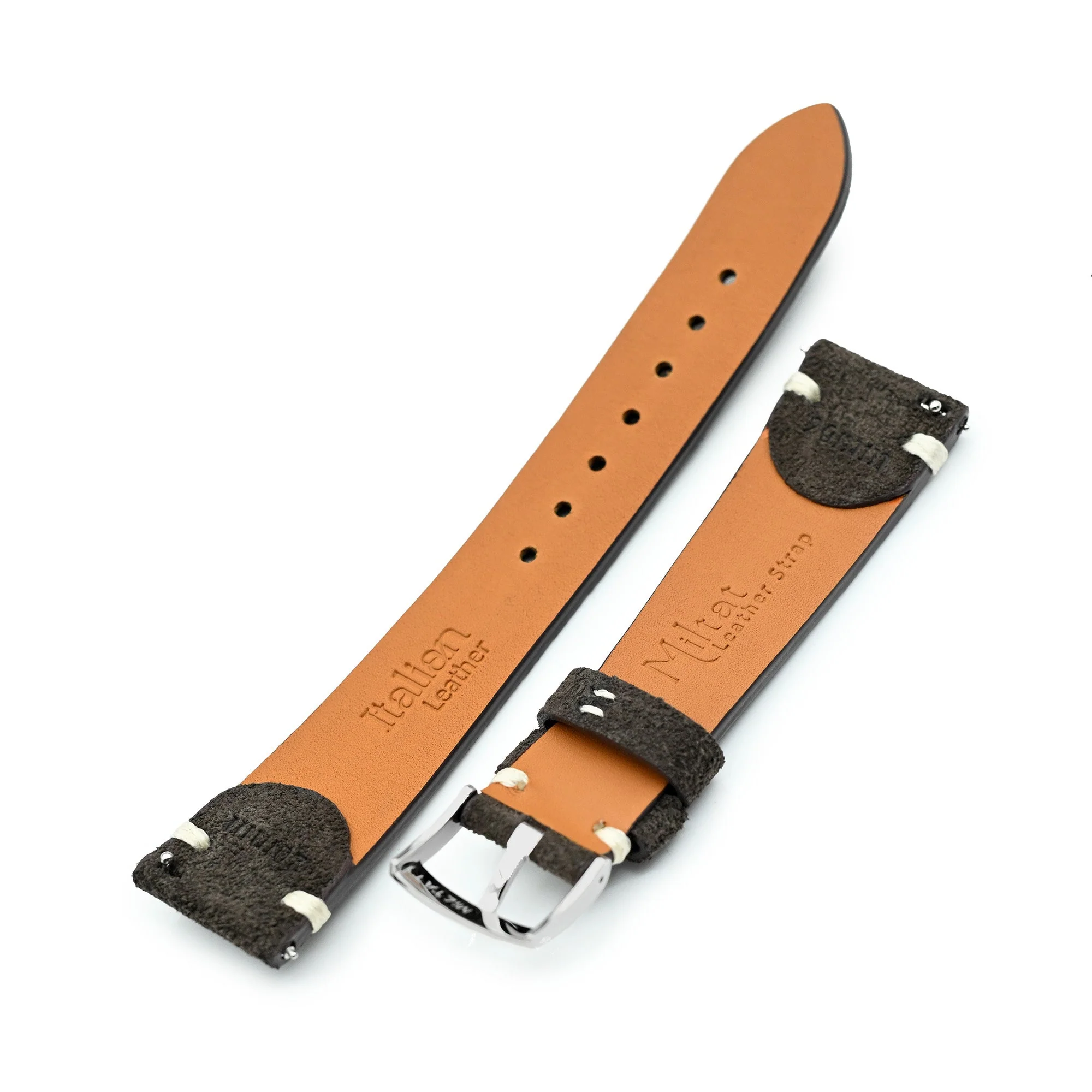 Dark Brown Italian Suede Leather Watch Strap | Twin-Stitch Quick Release | 20mm - Image 4