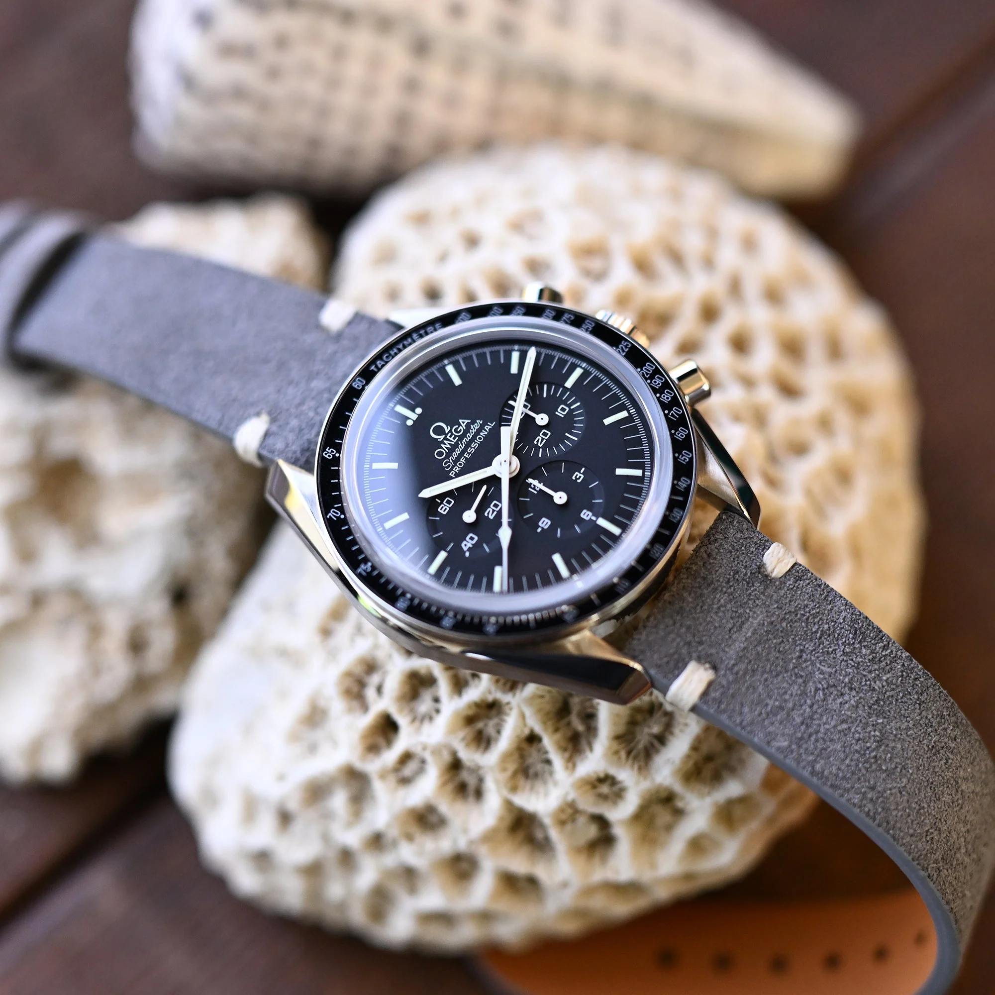 Dark Grey Italian Suede Leather Watch Strap | Twin-Stitch Quick Release | 20mm - Image 4